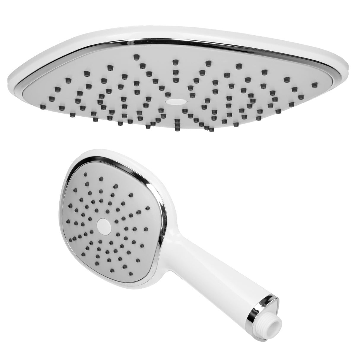 ECD Set douche ovale inox blanc buses anti-calcaire