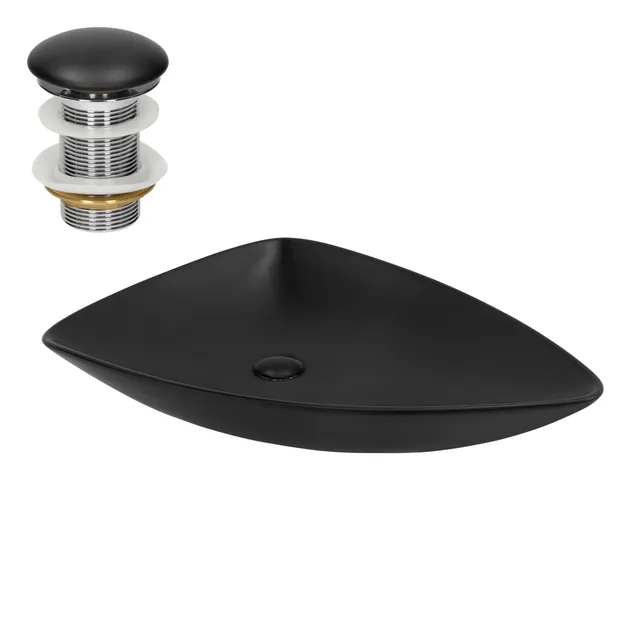 ECD Germany Sanitär lavabo noir céramique 69x46 cm triangle