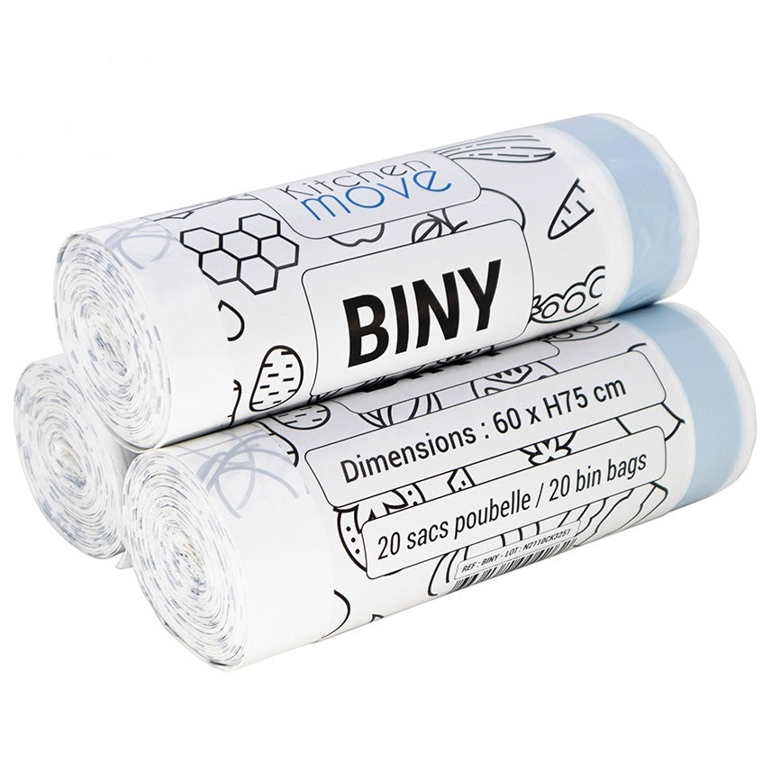 Red Deco Biny sacs poubelle blanc 50L x60 lien coulissant
