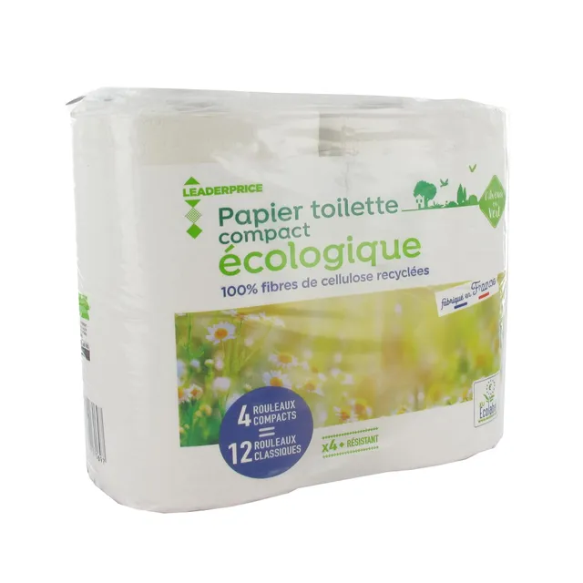 Leader Price Papier toilette compact écologique 4 rouleaux