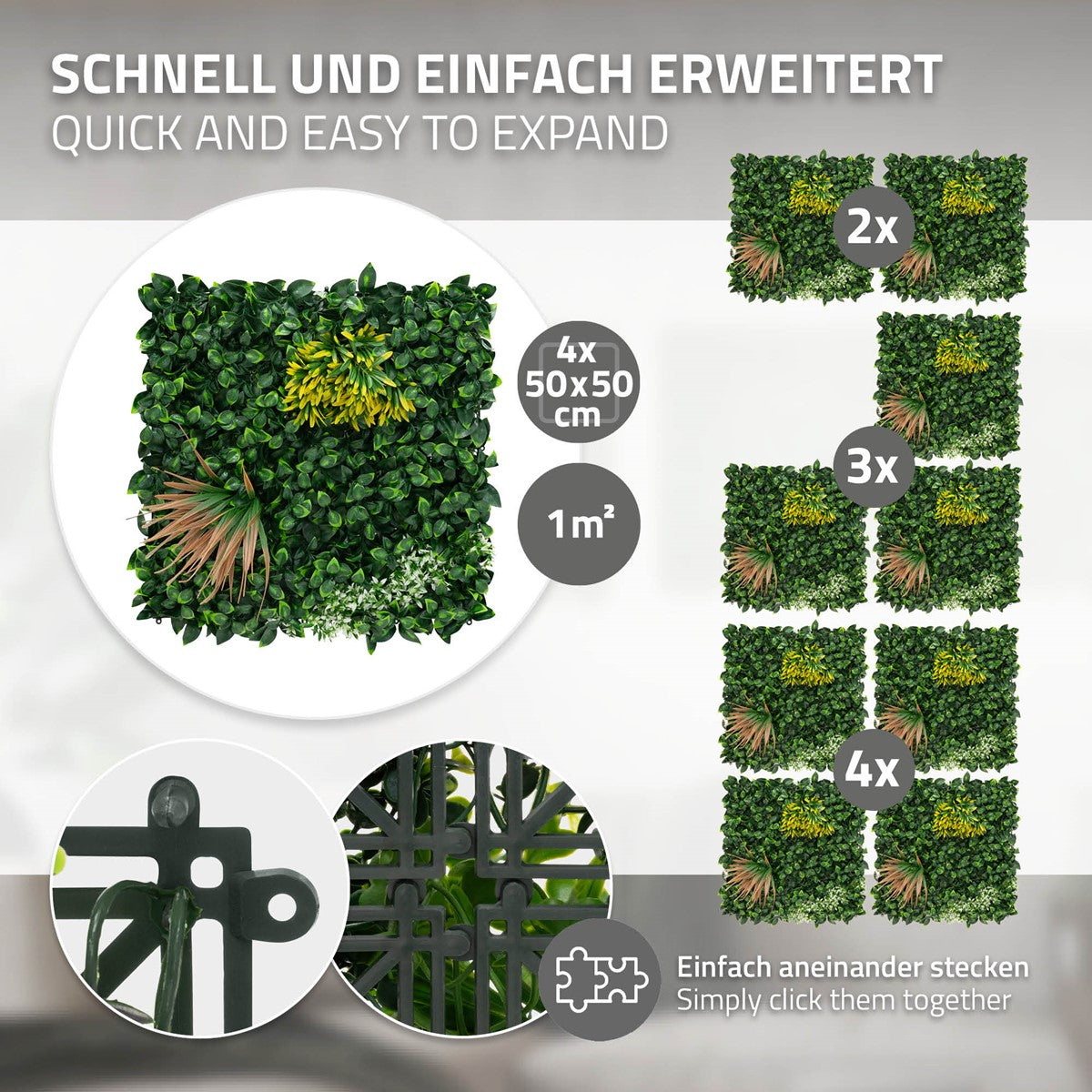 ECD Germany Copper Leaf mur végétal 50x50 cm lot de 4