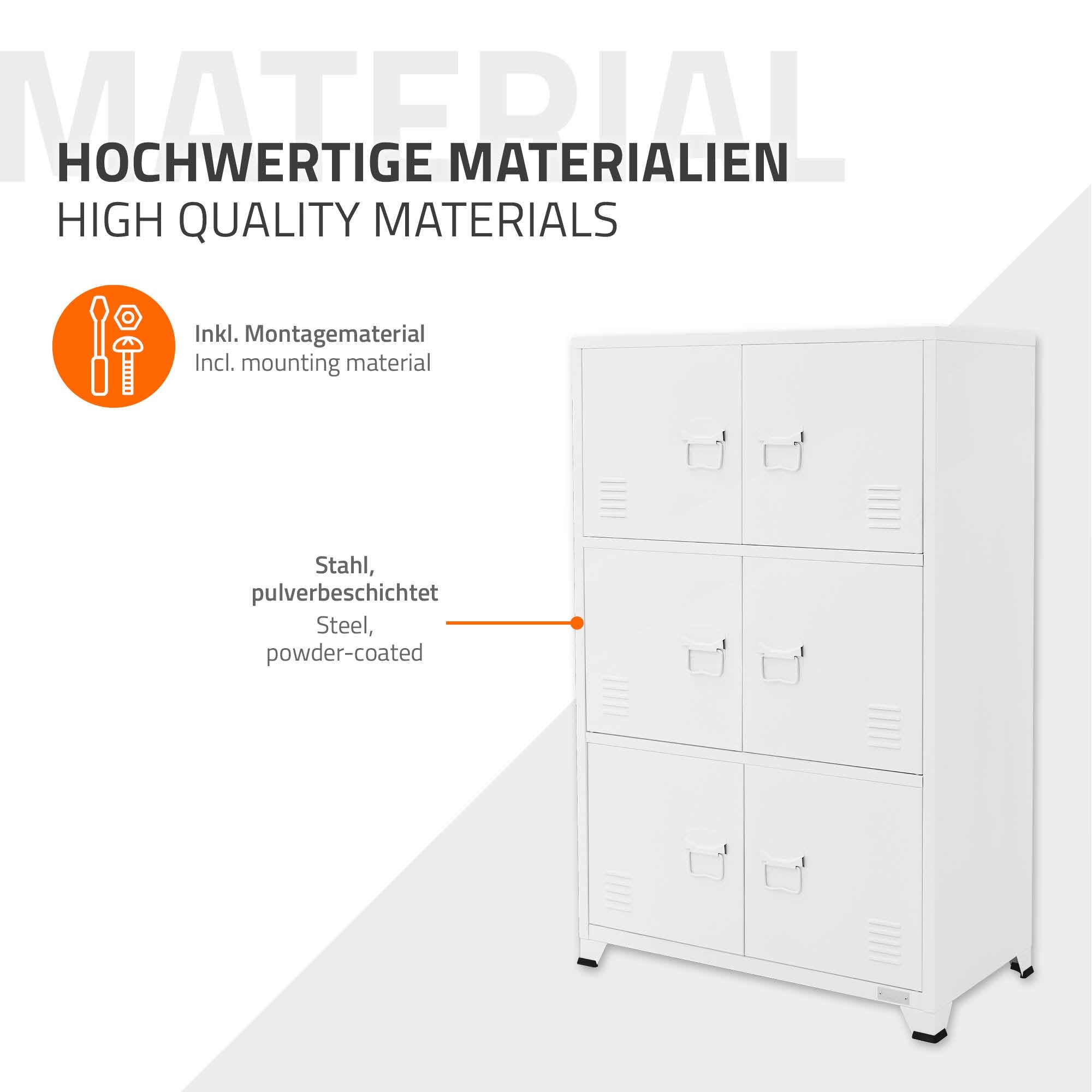 ECD Germany Werkstatt armoire bureau acier blanc 75x40x120 cm
