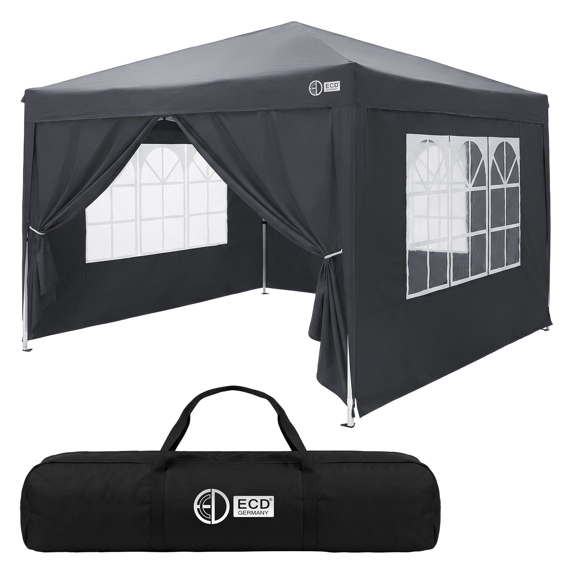 ECD Germany Garten barnum pliant 3x3 m noir avec parois