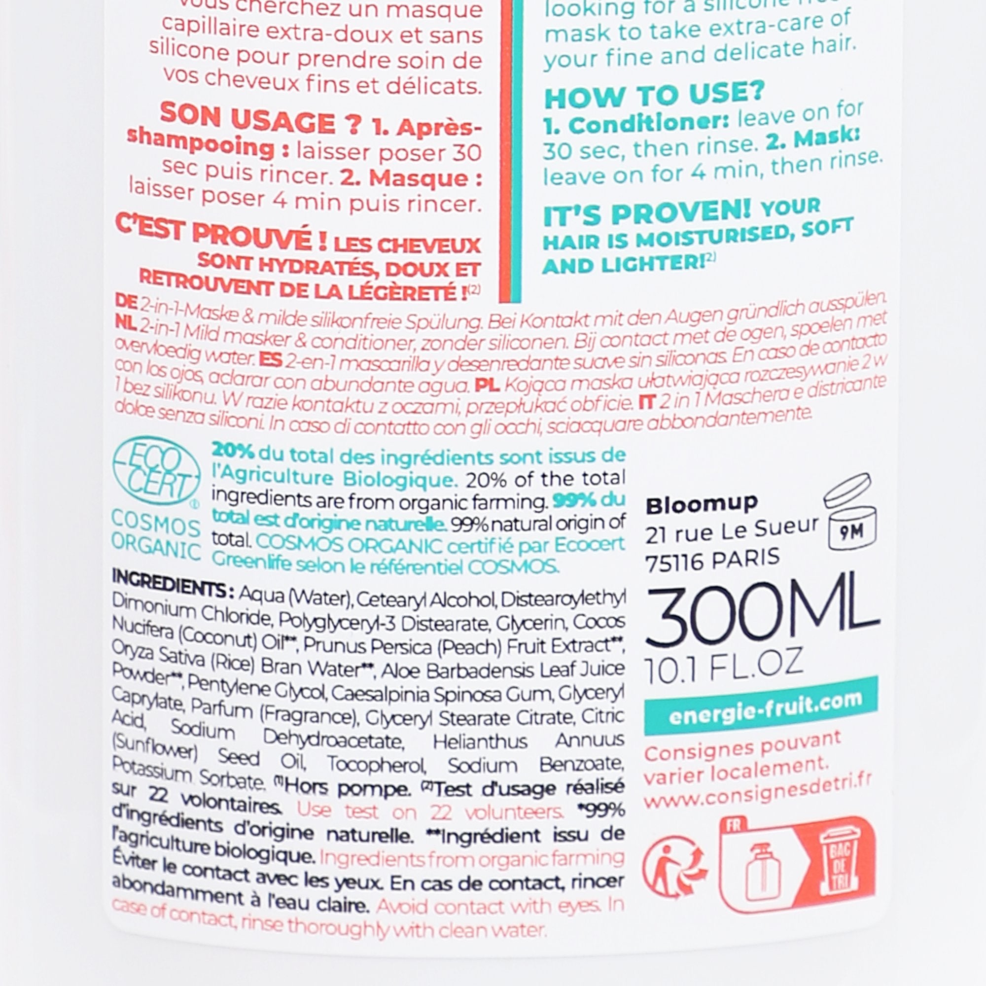 Stokomani Beauté Masque Démêlant 2 en 1 pêche cheveux