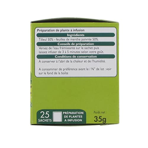Leader Price Petit-déjeuner infusion tilleul menthe 25 sachets 35g