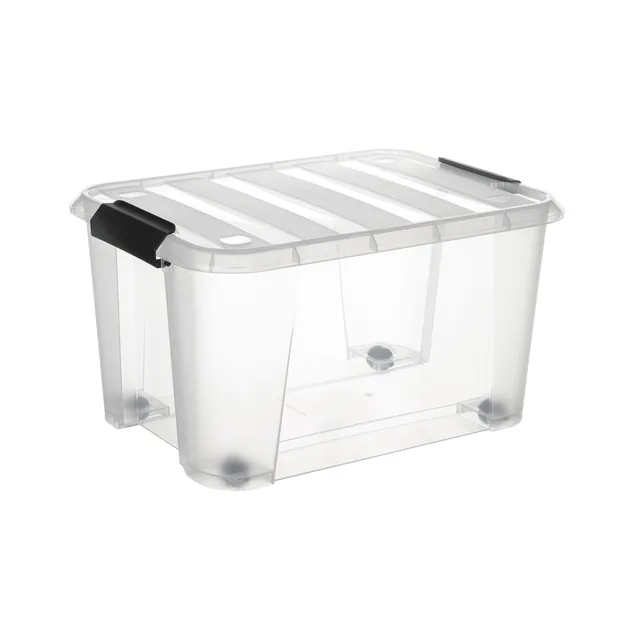 Stokomani Maison boîte rangement à roulettes 52L clips plastique