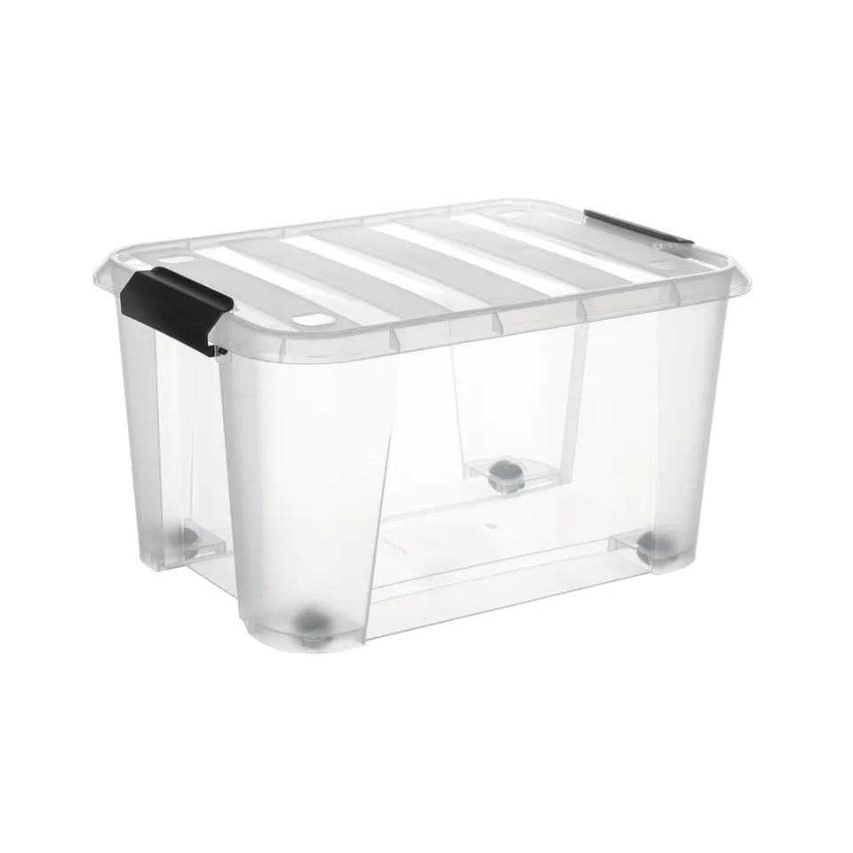 Stokomani Maison boîte rangement à roulettes 52L clips plastique