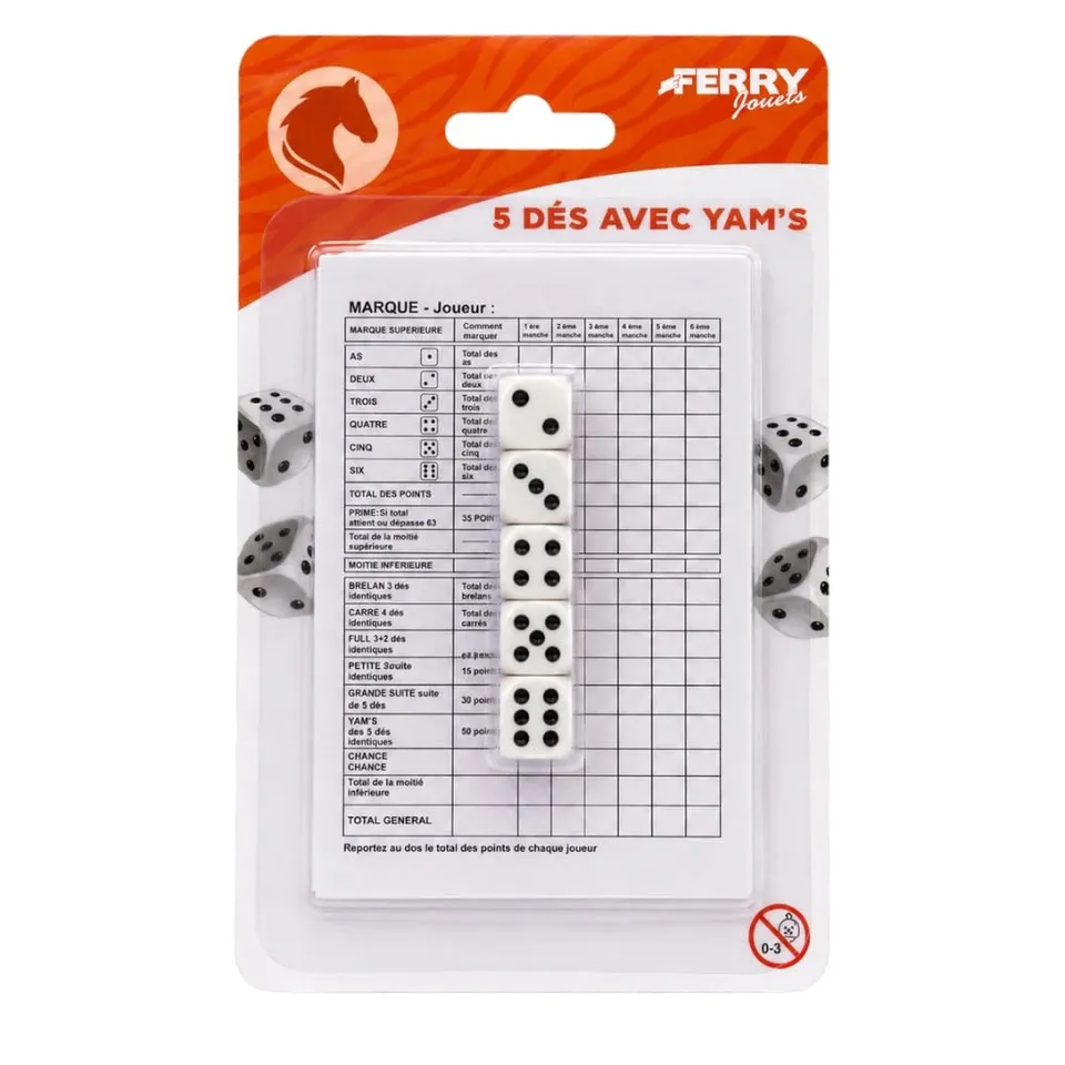 Shop-Story Jeu Yam's 5 dés bloc score 20 feuilles famille