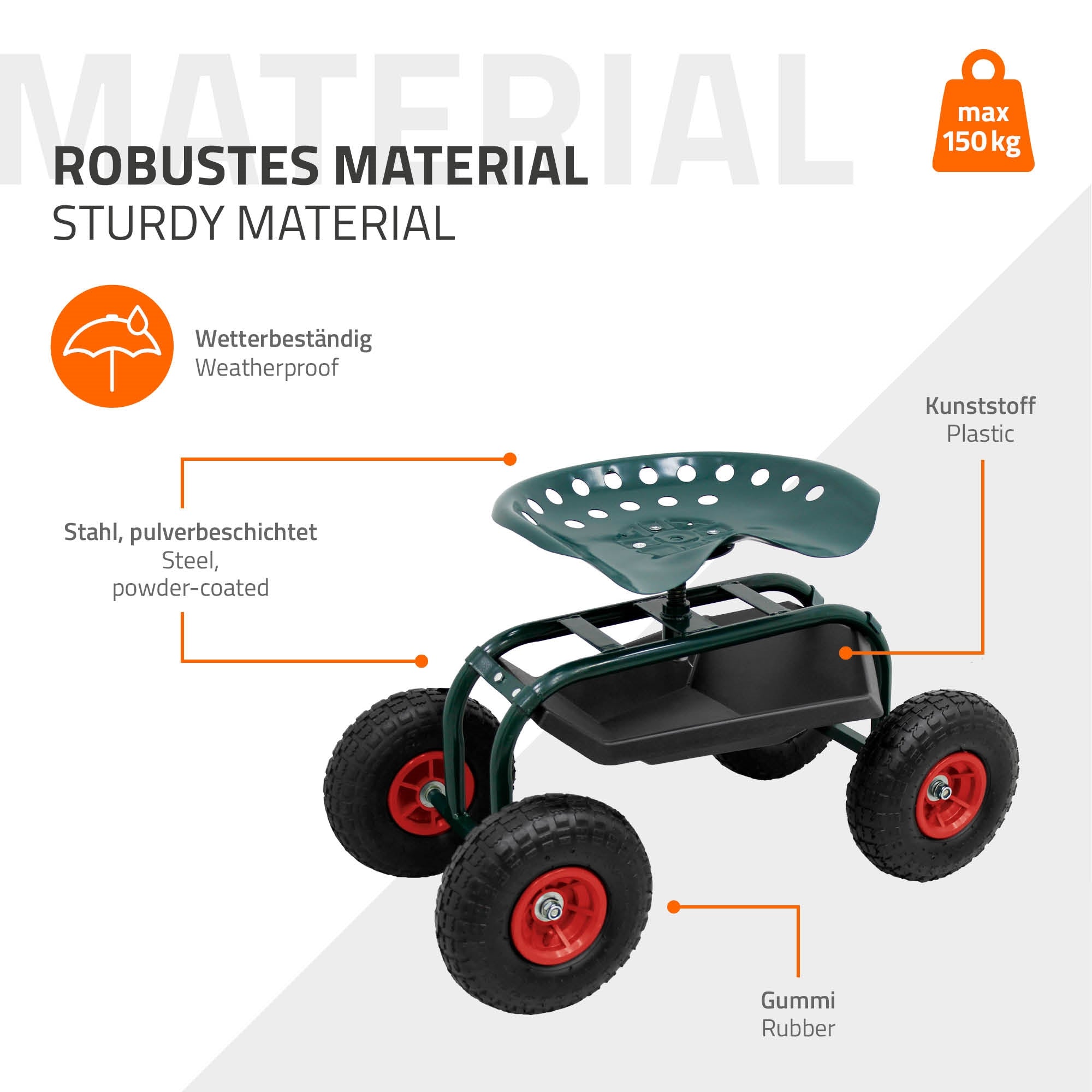 ECD Germany siège jardin roulant 360° hauteur réglable acier