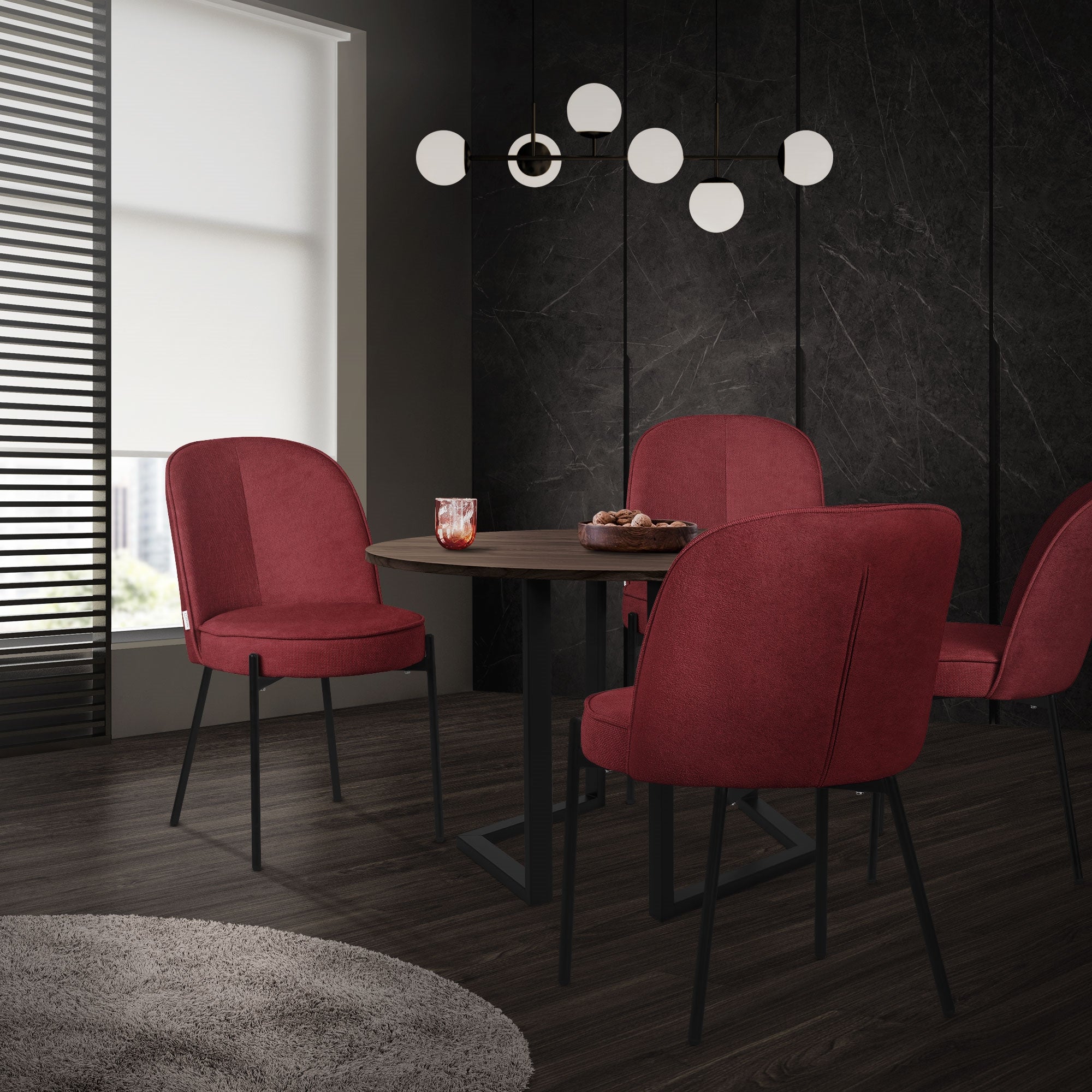 ECD Germany Möbel chaises salle à manger rouge lot de 2