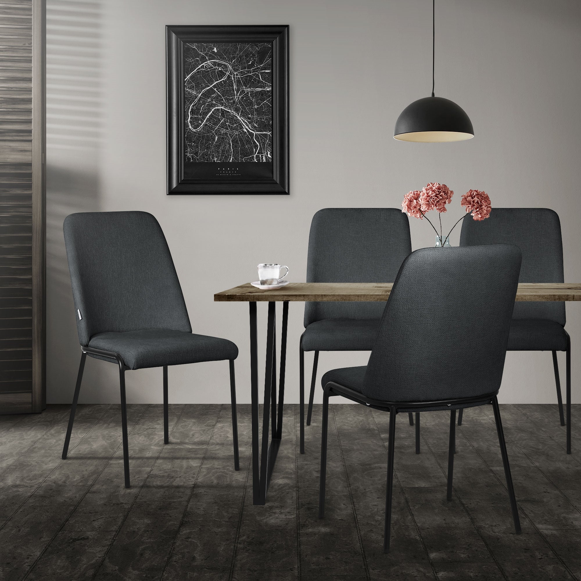 ML-Design chaise salle à manger anthracite lot de 2 tissu rembourrée