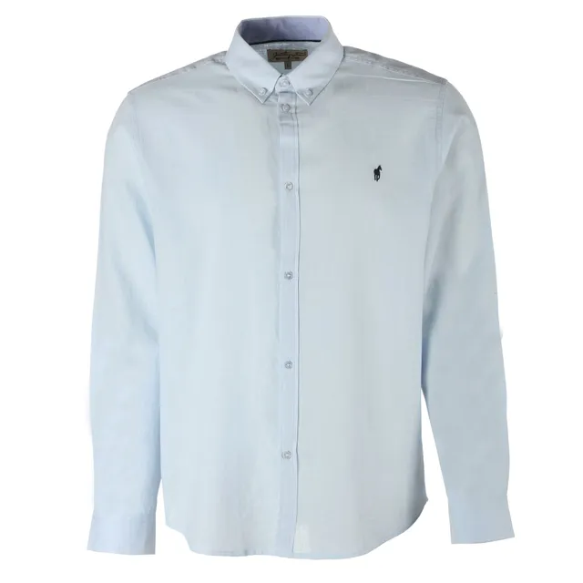 Chemise manche longue bleue homme chemise bureau coton