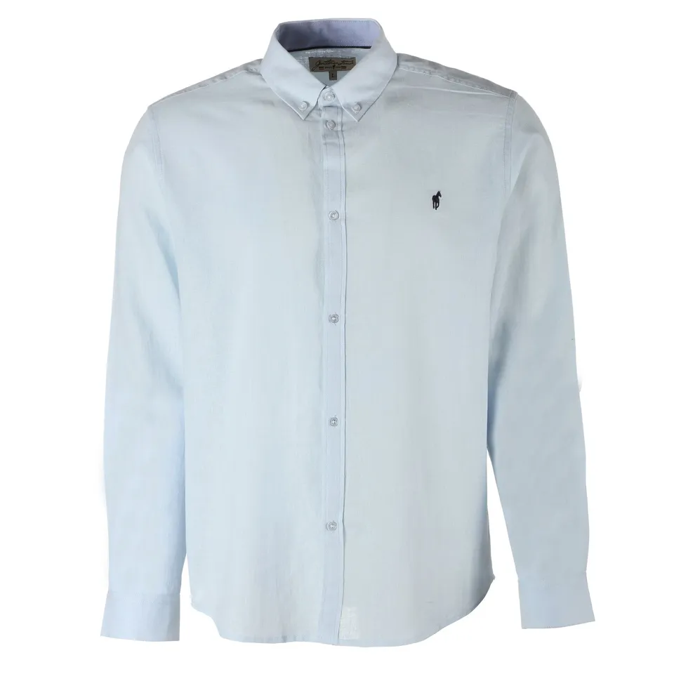 Chemise manche longue bleue homme chemise bureau coton