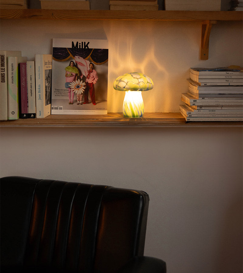L'avant gardiste lampe champignon verre sans fil multicolore