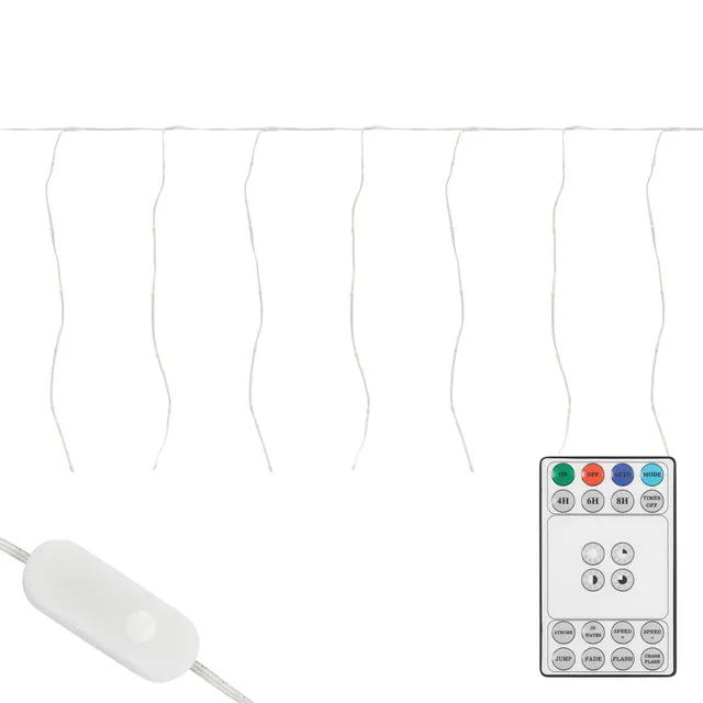 ECD Germany rideau lumineux LED 3 m 120 LED blanc chaud timer