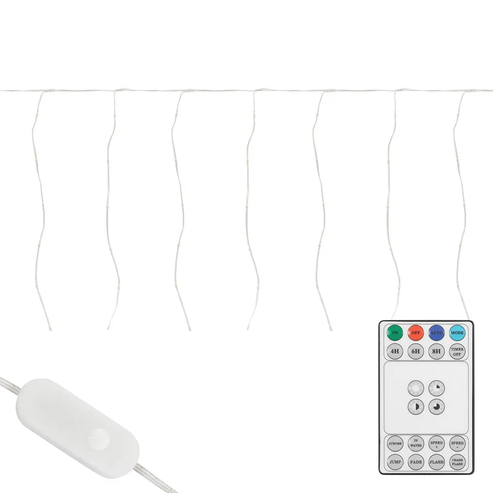 ECD Germany rideau lumineux LED 3 m 120 LED blanc chaud timer