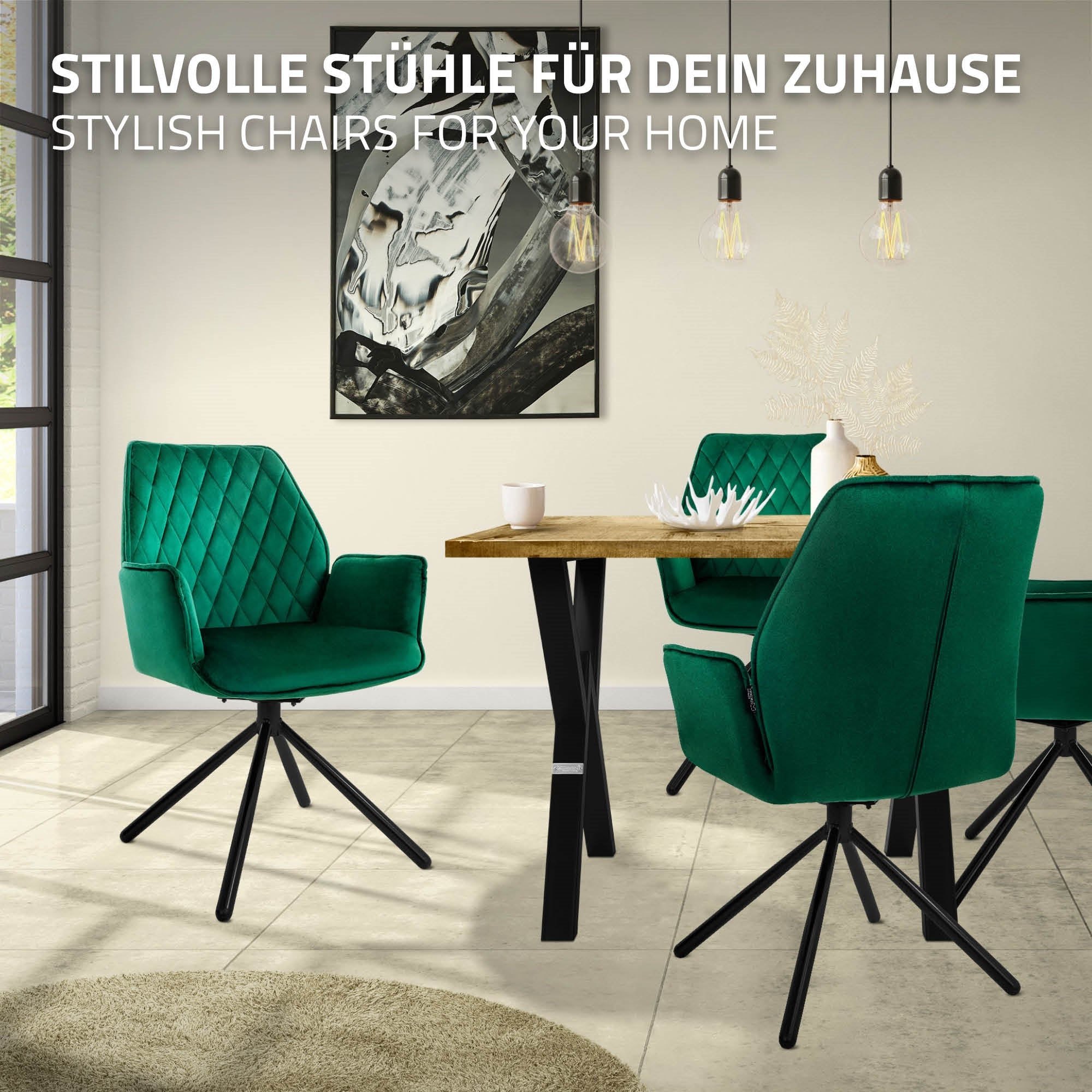ECD Möbel ML-Design chaise pivotante vert foncé velours
