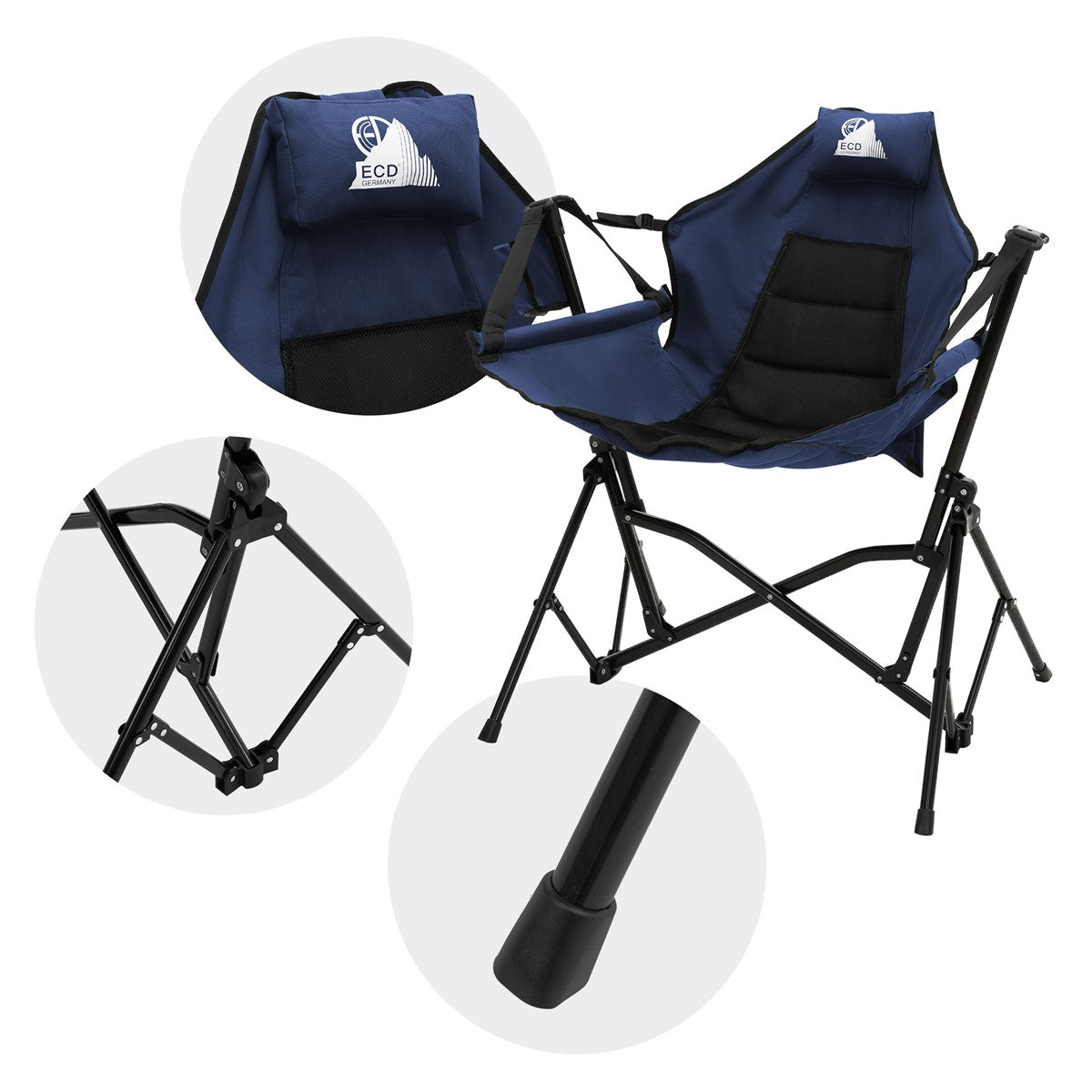 ECD Germany Sport & Freizeit chaise camping bleue avec porte-gobelet