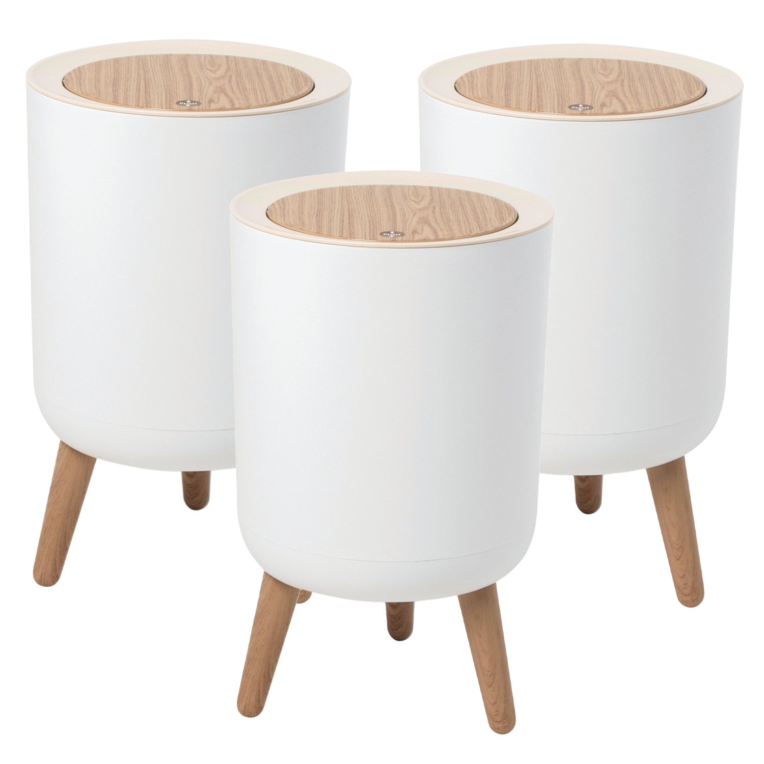 Red Deco Malmo lot 3 poubelles salle de bain bois 7L touch