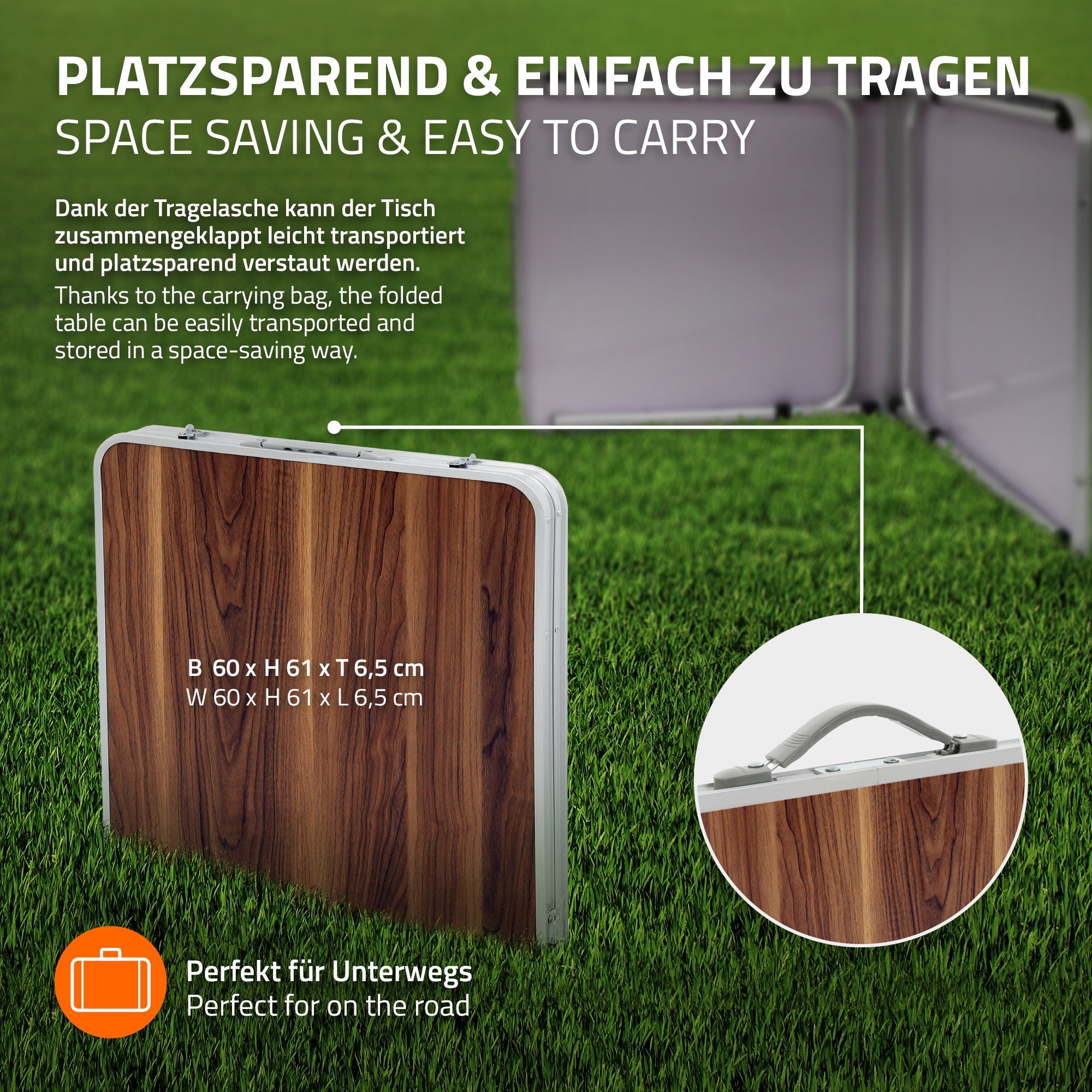 ECD Germany table de camping pliante marron 120 cm alu