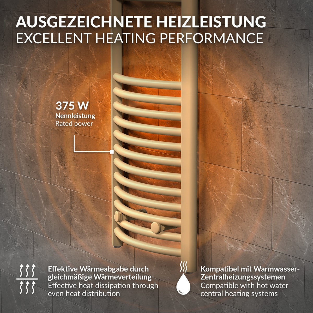 ECD Germany Heizungen radiateur électrique beige 400x1200 mm 600W