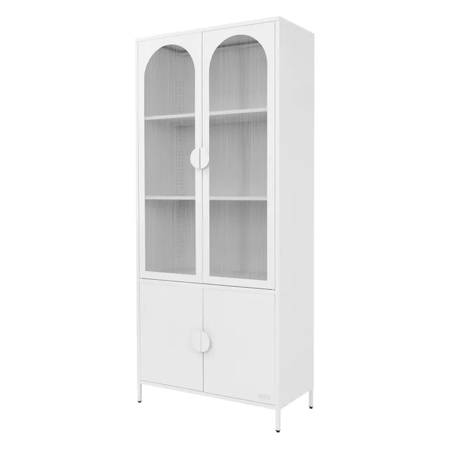 ECD Germany Möbel armoire vitrine 80x185 cm blanche acier