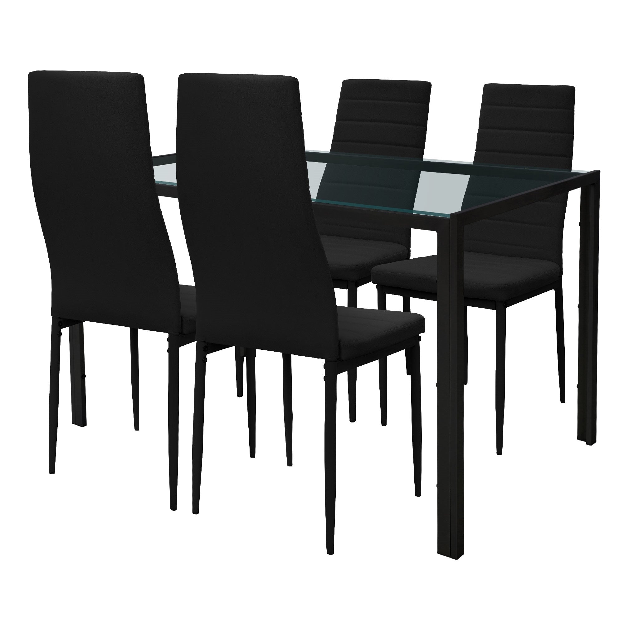 ECD Germany ML-Design Ensemble Table Verre + 4 Chaises Noires