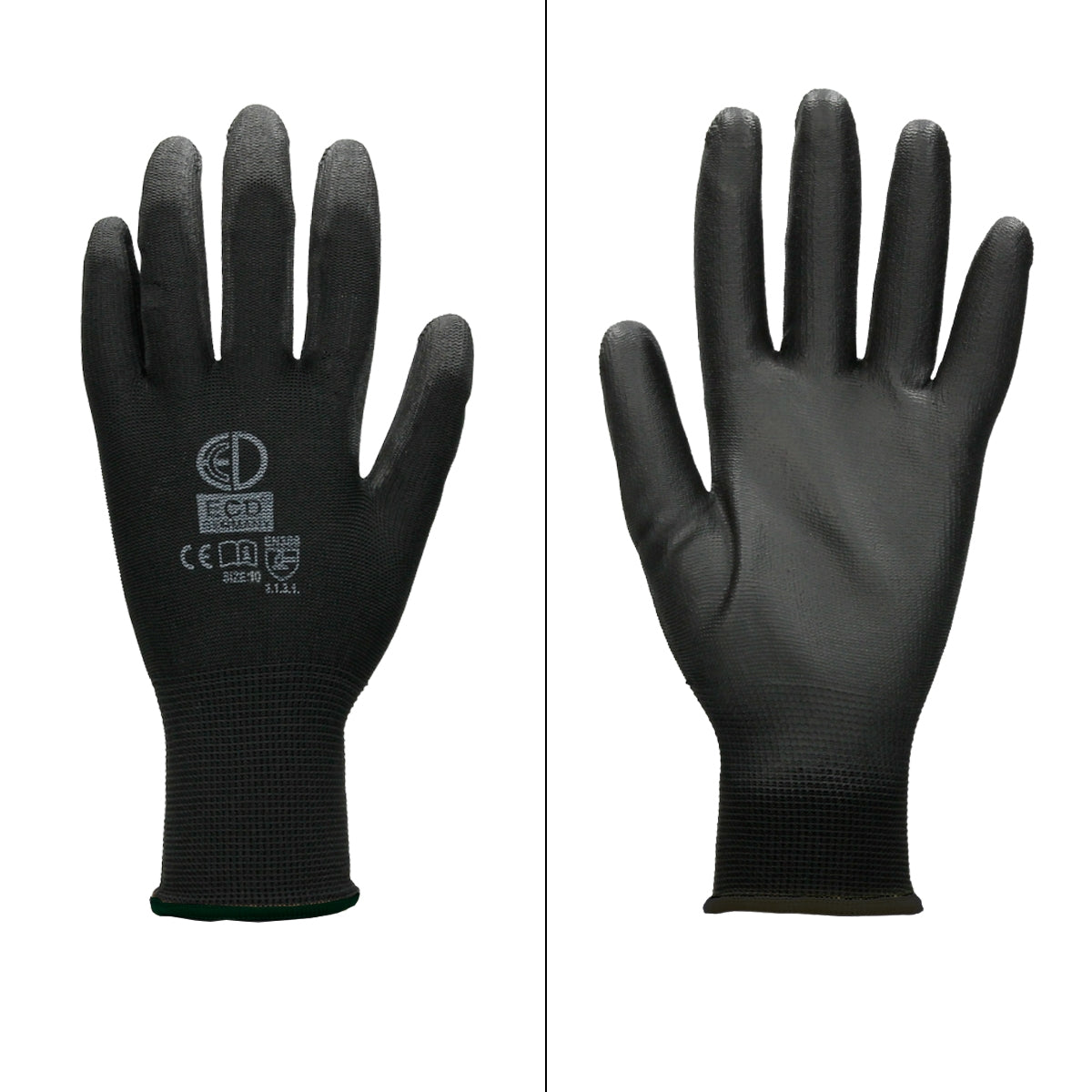 ECD Werkstatt gants travail PU noir XL lot 24 paires polyester