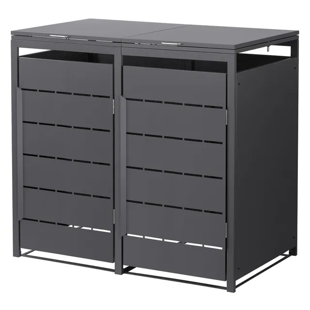 ECD Germany cache poubelle double 240L anthracite acier
