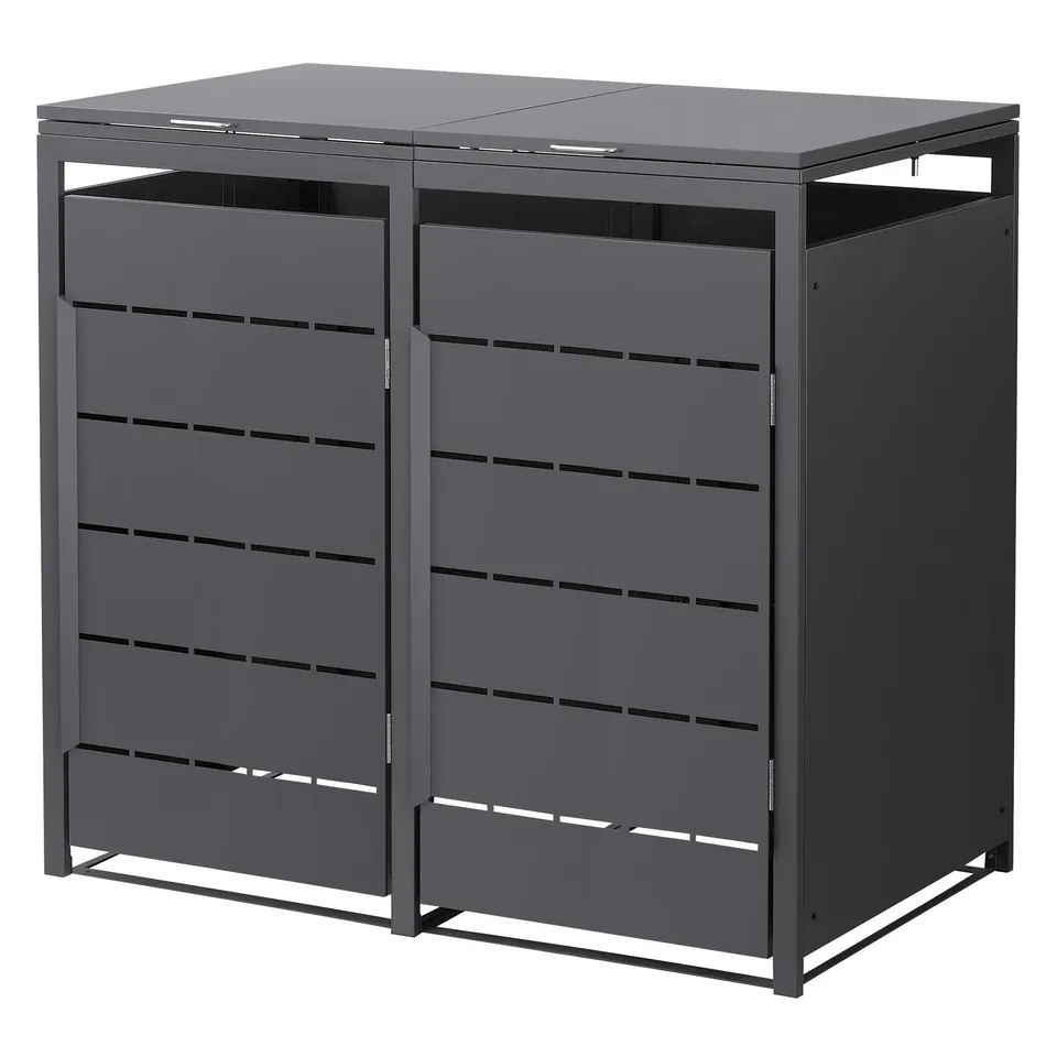 ECD Germany cache poubelle double 240L anthracite acier