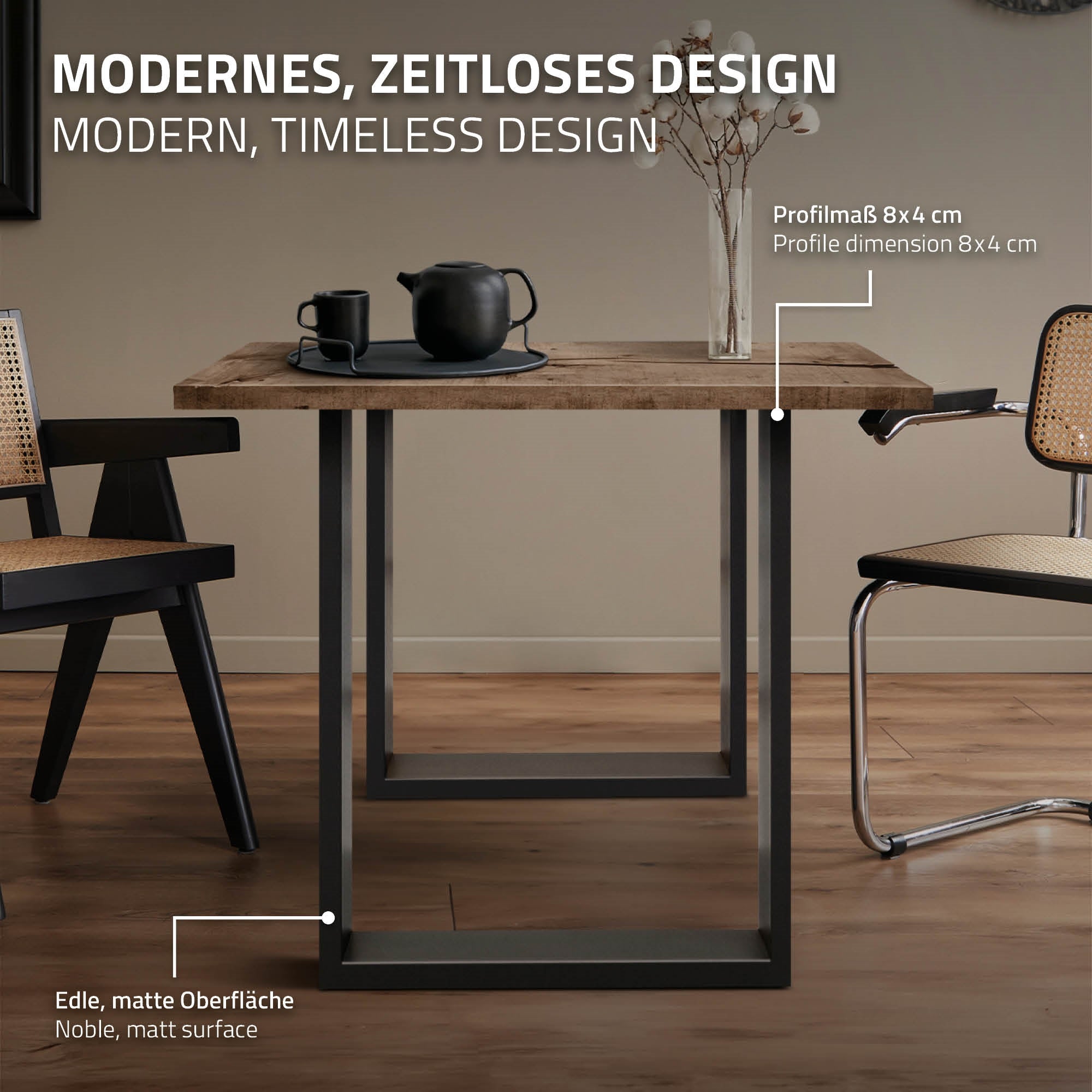 ECD Germany pied de table anthracite acier 60x72 cm lot 2