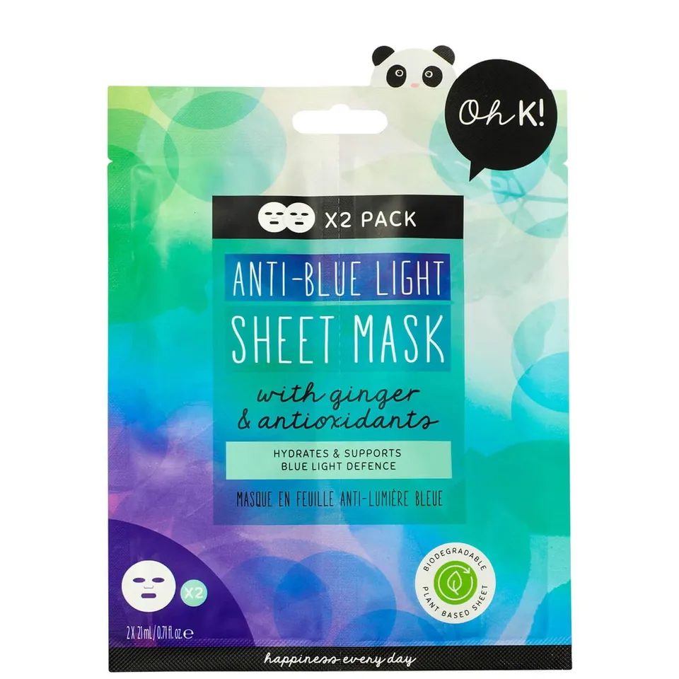 Lot 2 masques visage en tissu anti-lumière bleue soin