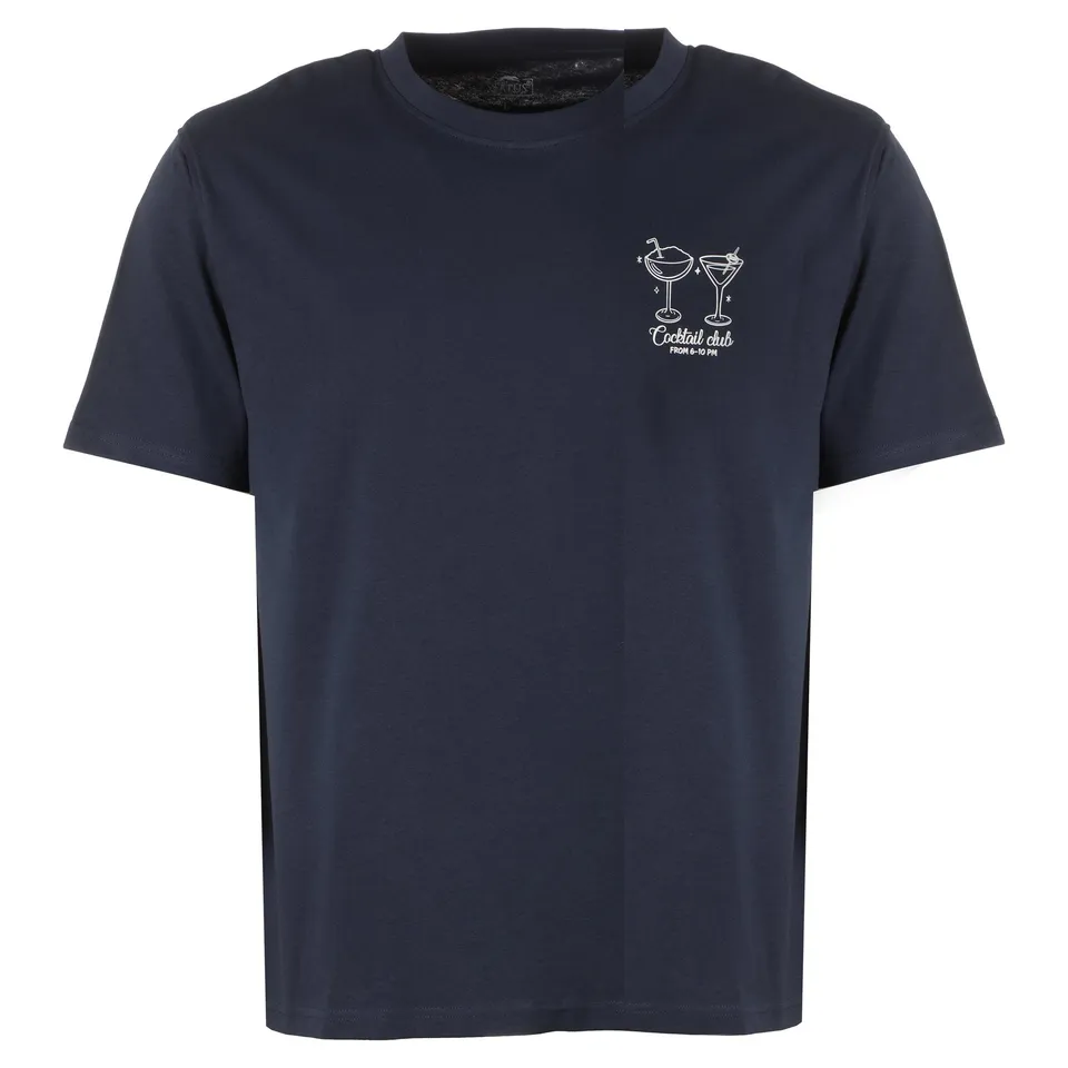 Stokomani Mode Tee-shirt print bleu foncé homme coton