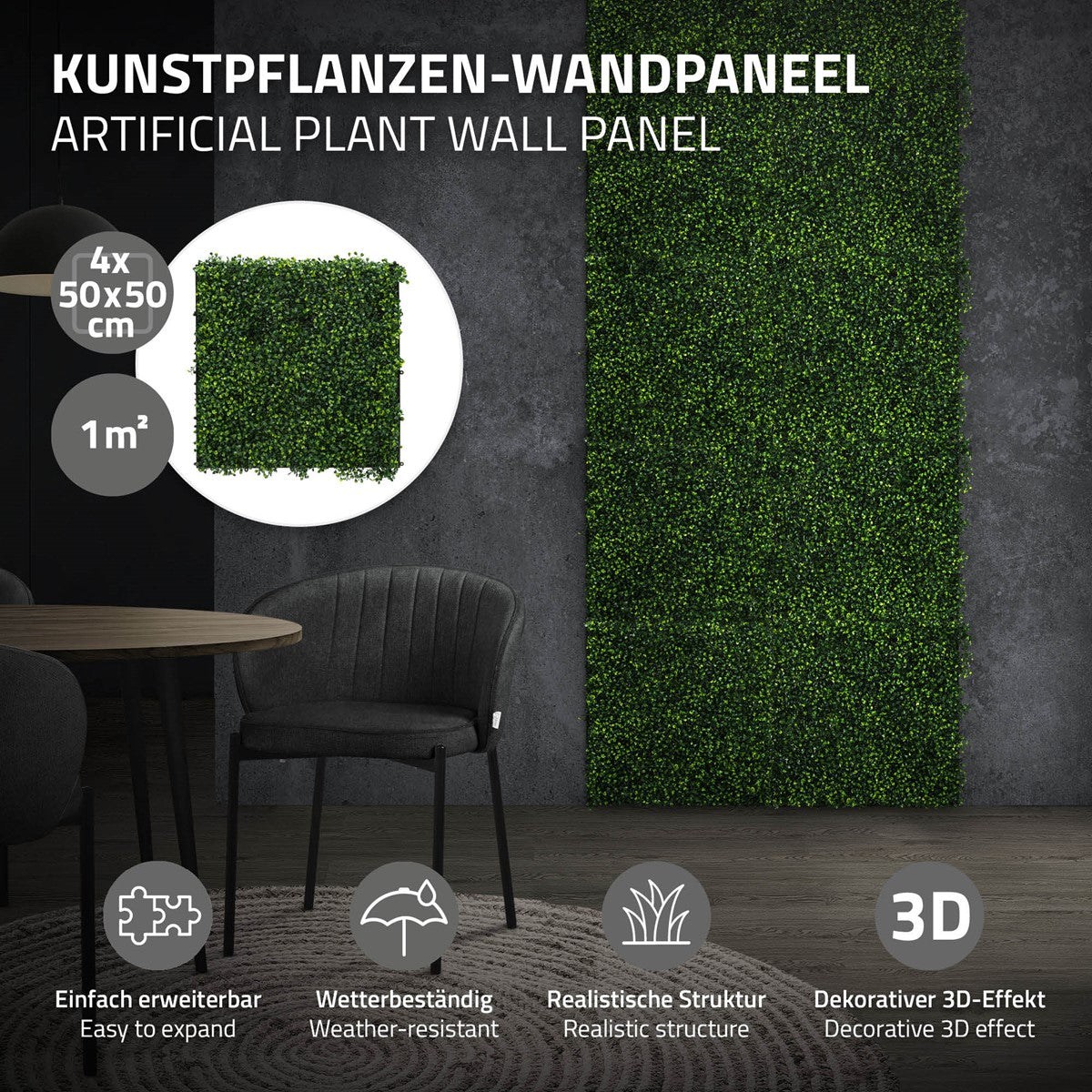 ECD Germany Haus Wohnen Mur Végétal Buxus 4x50x50
