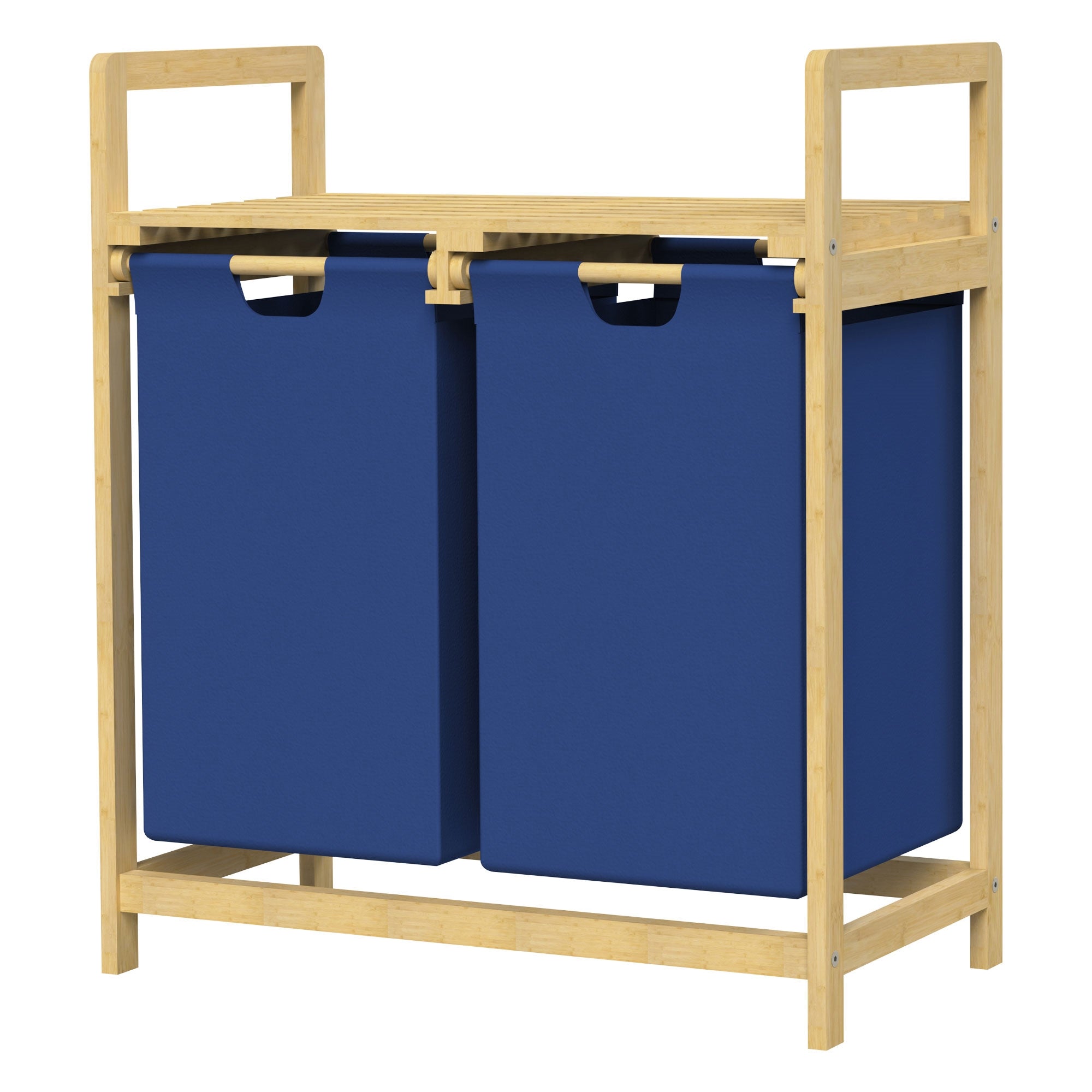 ECD Germany Möbel panier linge bambou 2x30L bleu foncé