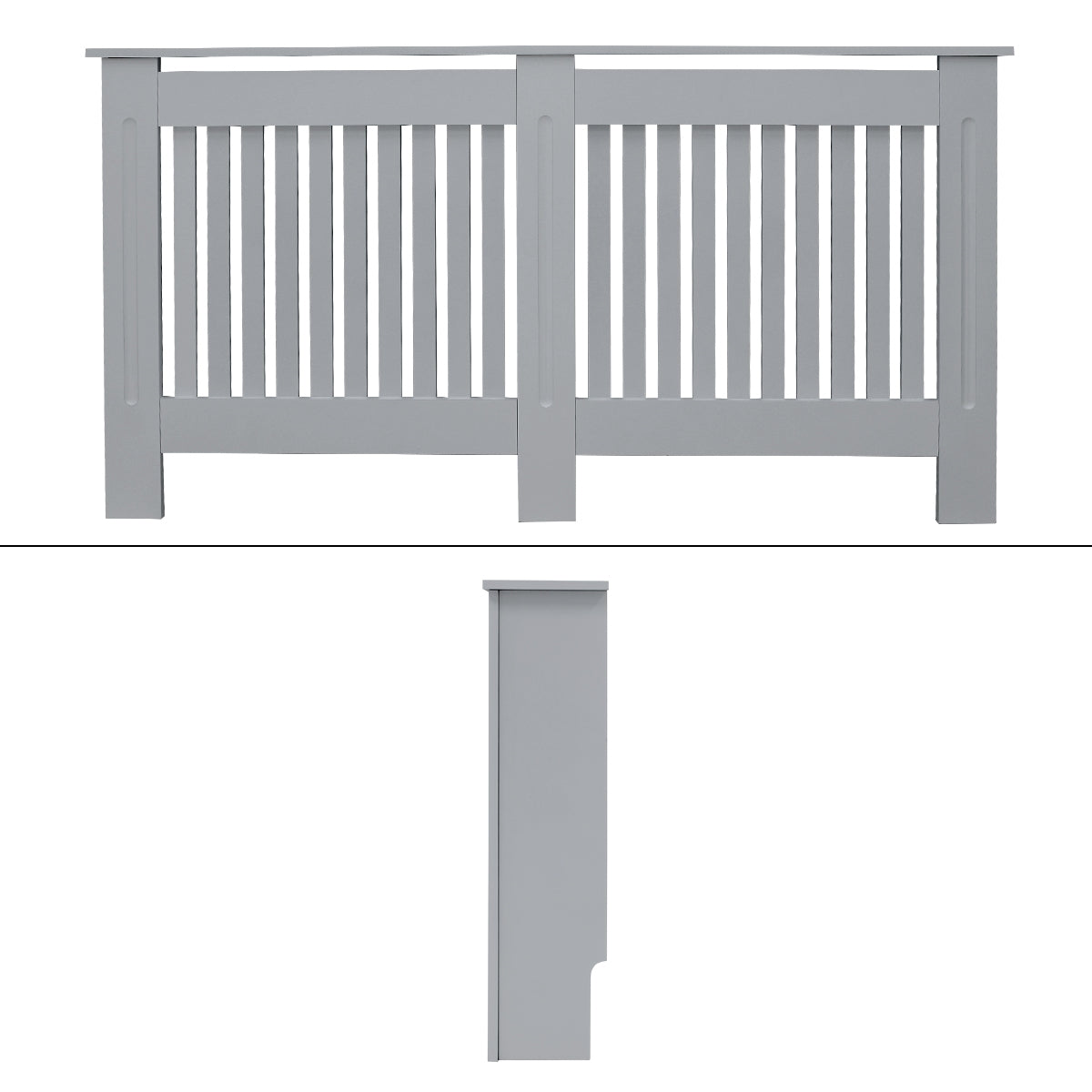 ECD Germany Cache-radiateur MDF gris 152x19x82 cm Landhaus