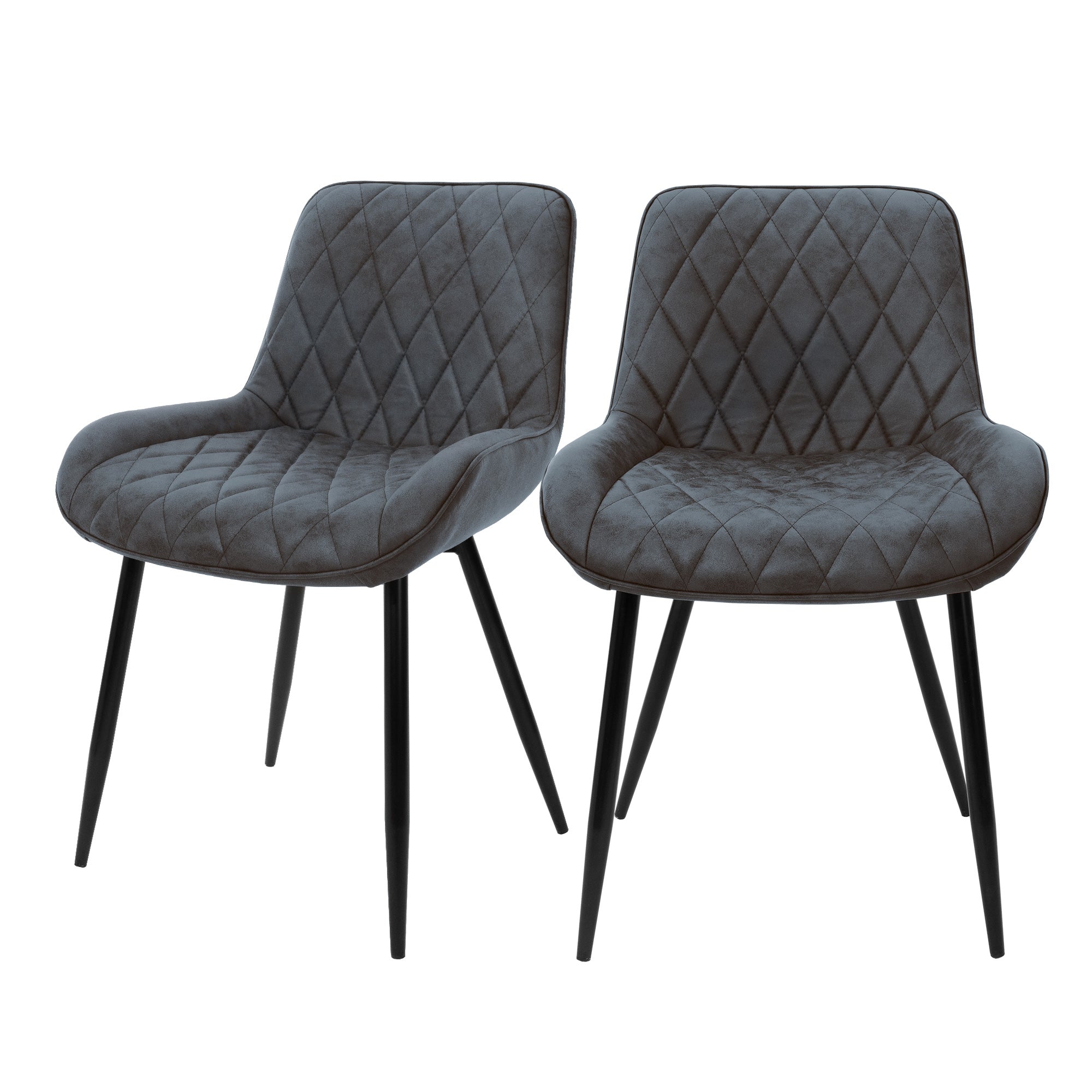 ECD Germany Möbel Lot 2 Chaises Velours Anthracite Matelassées