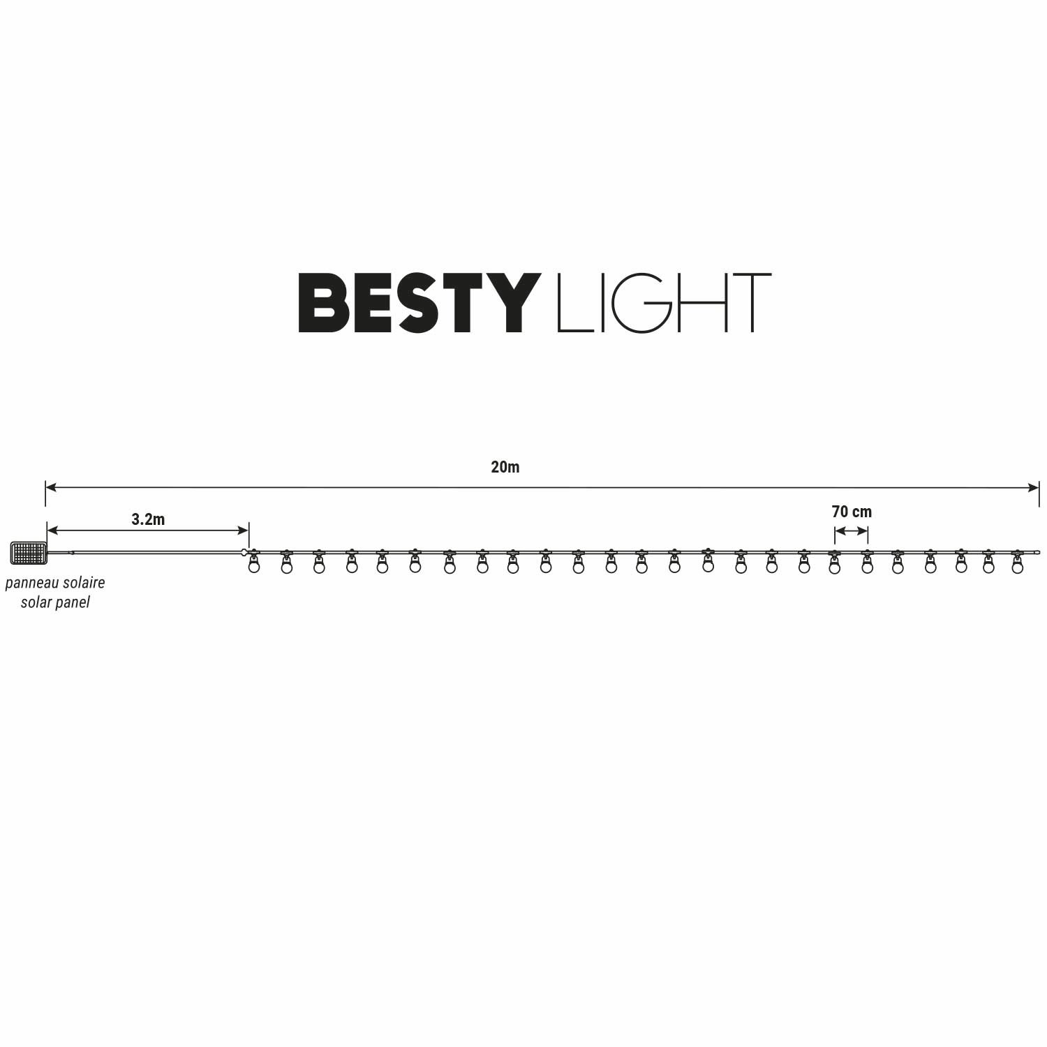 Red Deco Besty Light guirlande solaire 20 m 25 LED