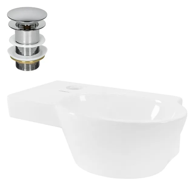 ECD Germany Sanitär lave-mains blanc 37,5 cm céramique avec bonde