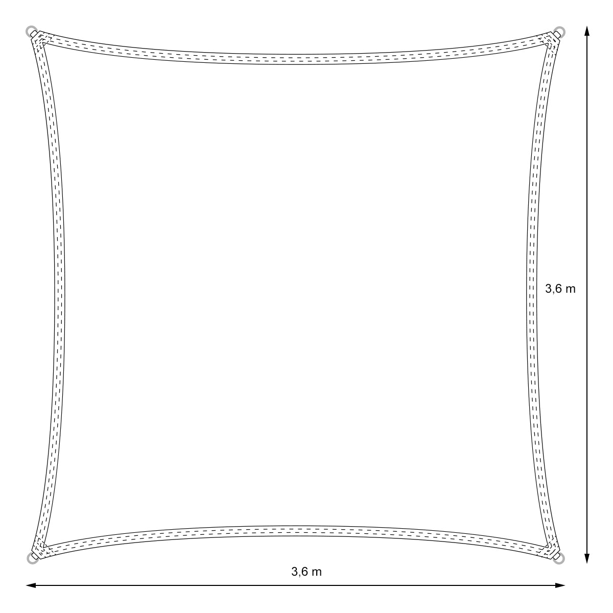 ECD Garten Voile Ombrage Carré 3,6x3,6 m Marron