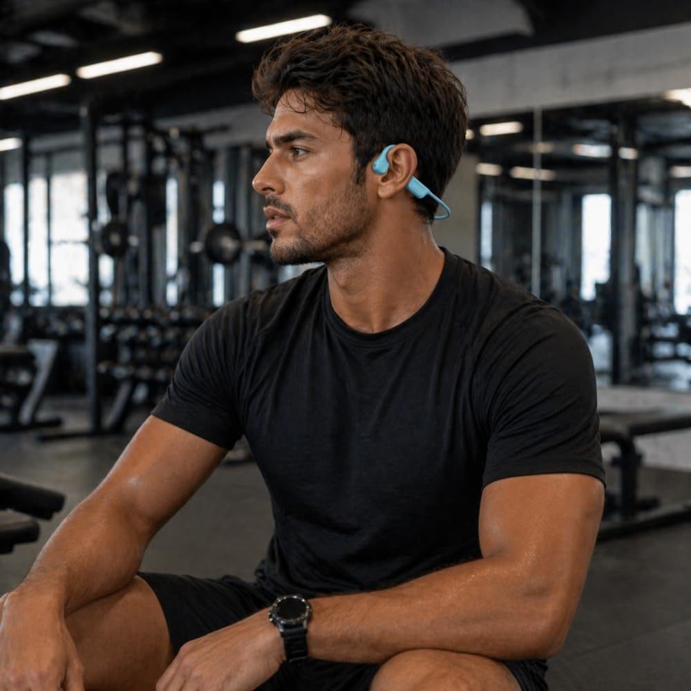 Shop-Story Casque Conduction Osseuse Bleu Bluetooth 5.2