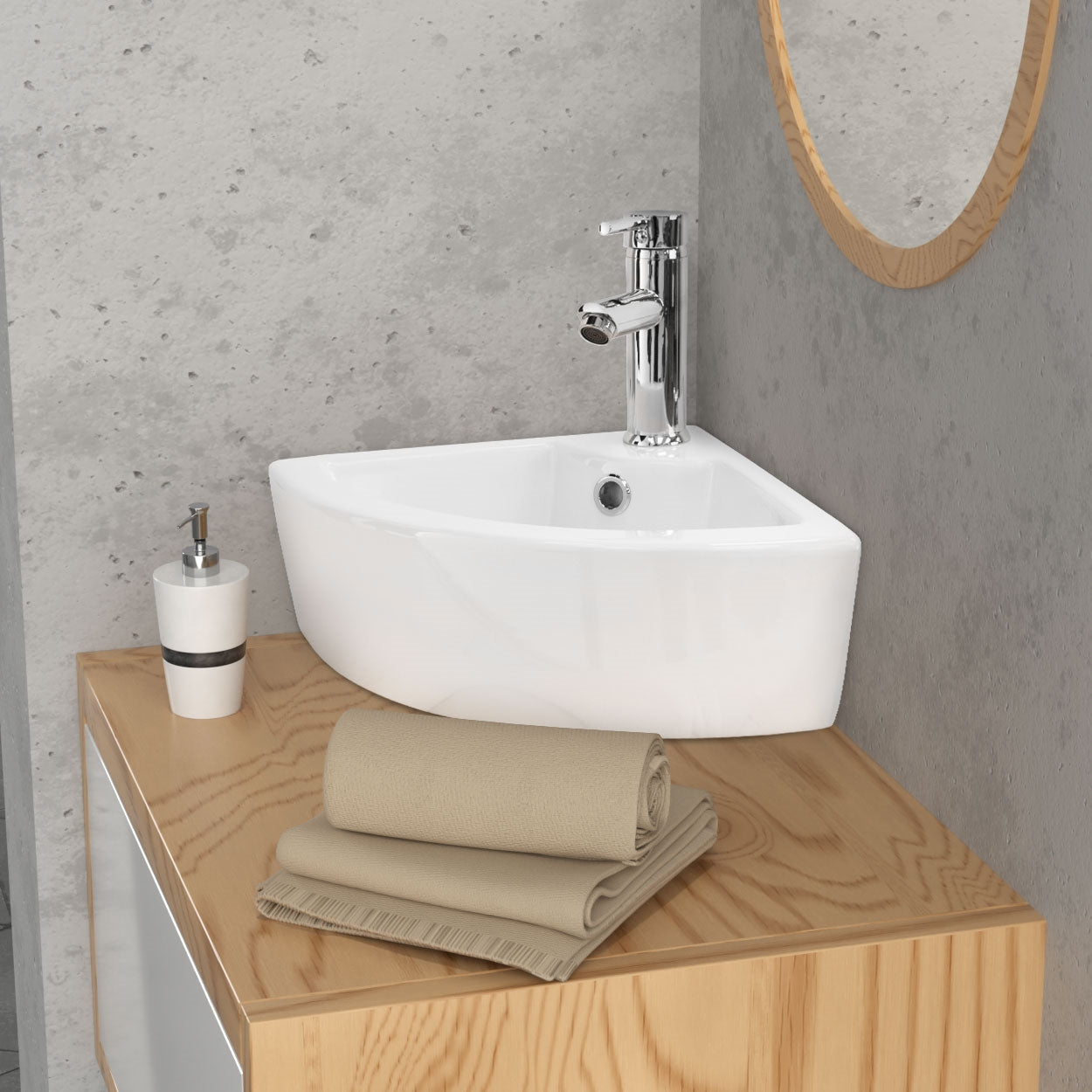 ECD Germany LuxeBath 46x33x13 cm lavabo blanc céramique avec bonde
