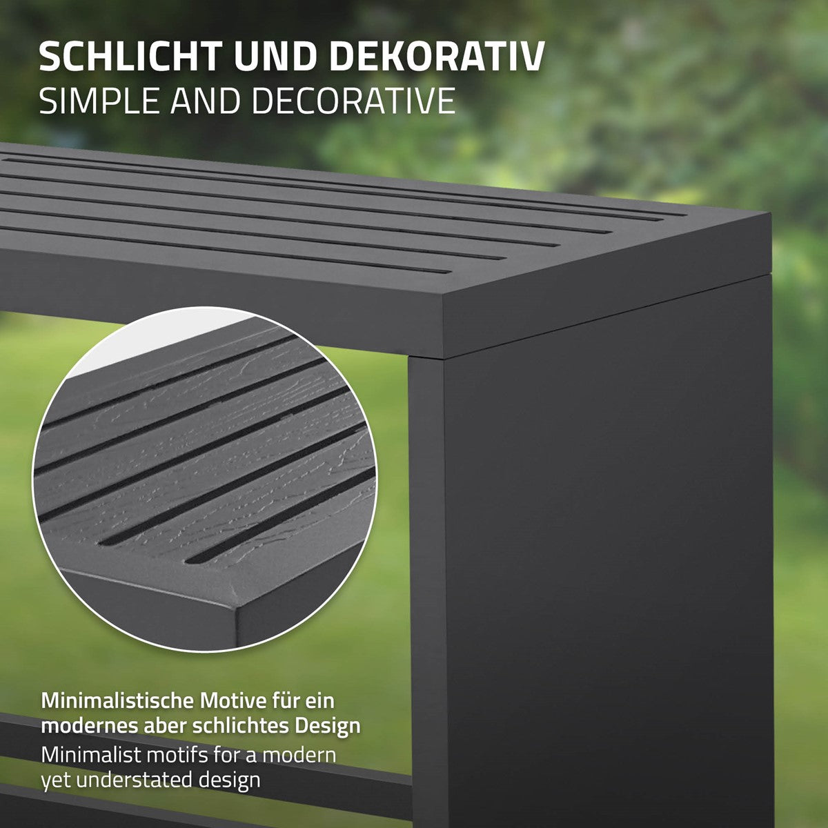 ECD Germany Garten Range-bûches banc acier anthracite 120 cm