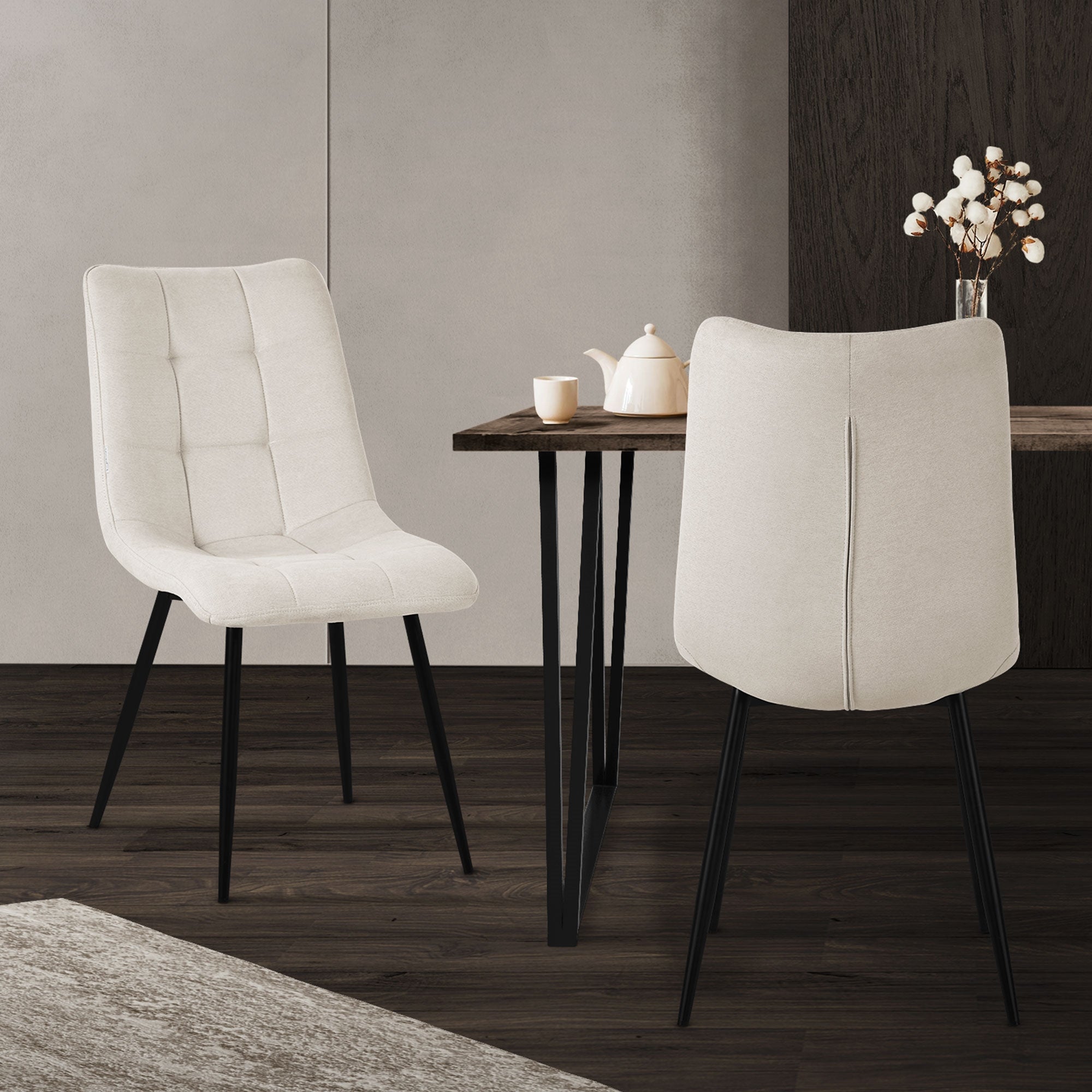 ECD Germany Möbel ML-Design chaise salle à manger beige x2 polyester