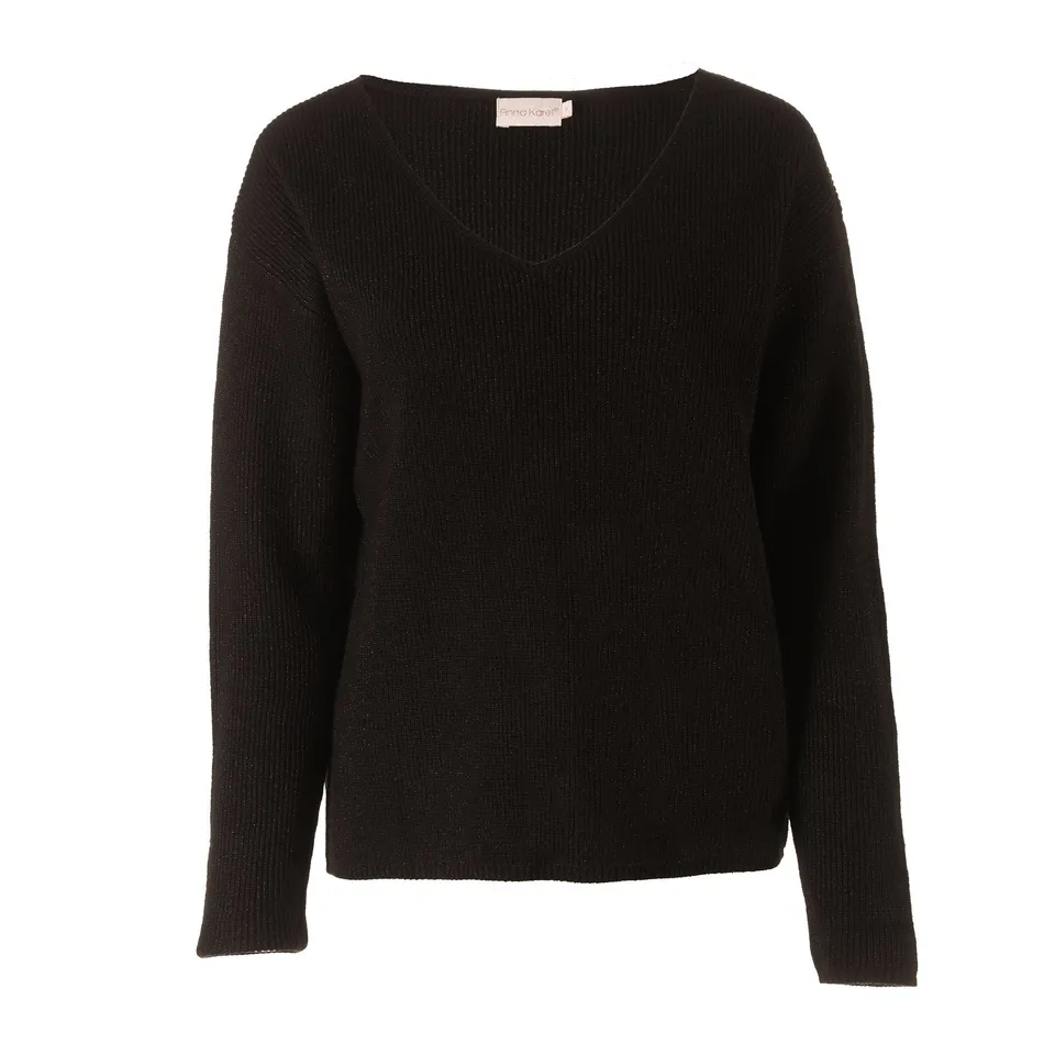 Stokomani Mode Pull col V noir femme maille