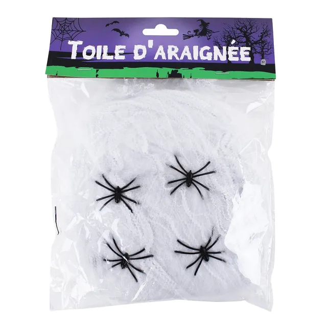 Stokomani Fêtes toile d'araignée coton 4 araignées 50g