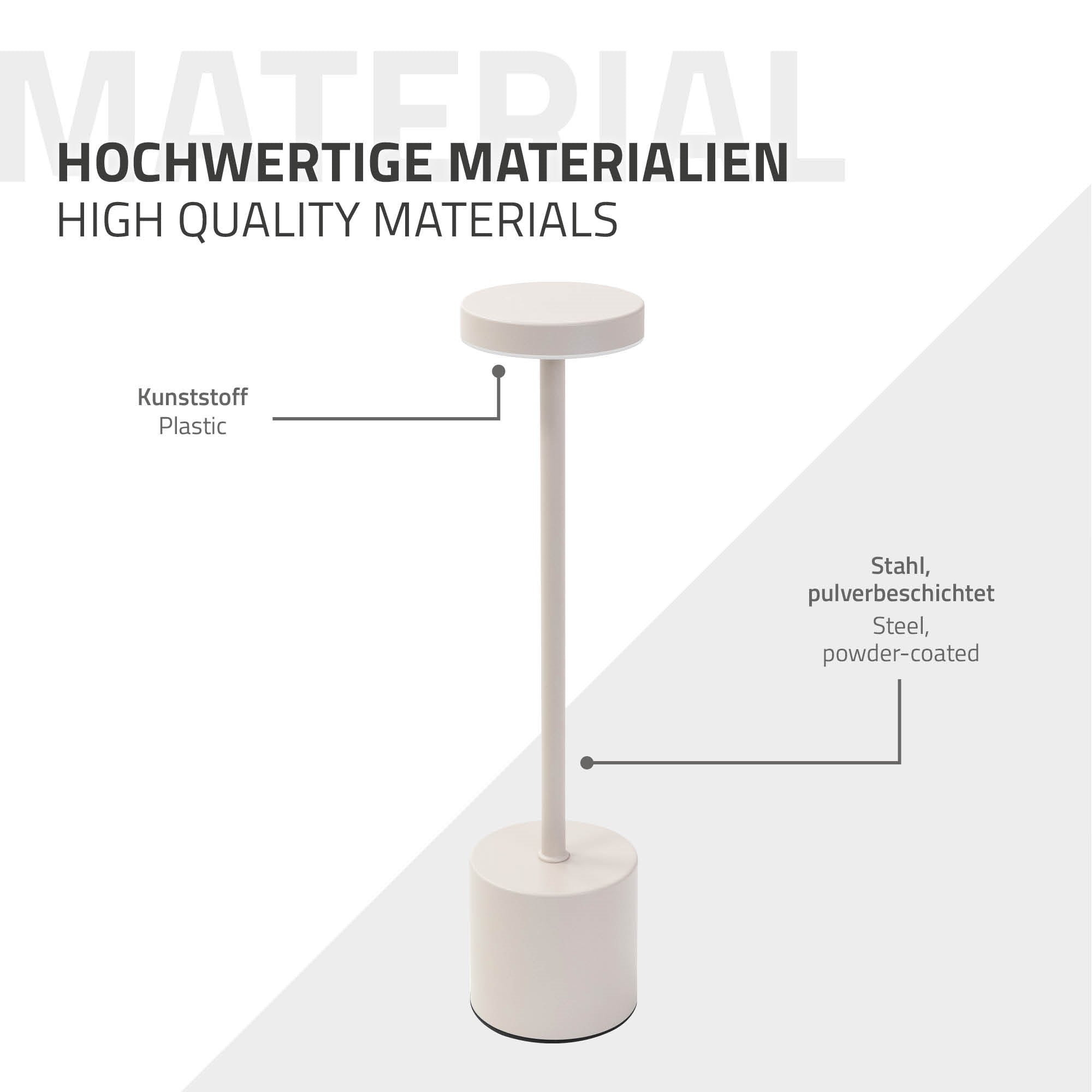 ECD Haus Wohnen ML lampe table sans fil crème 34,5cm