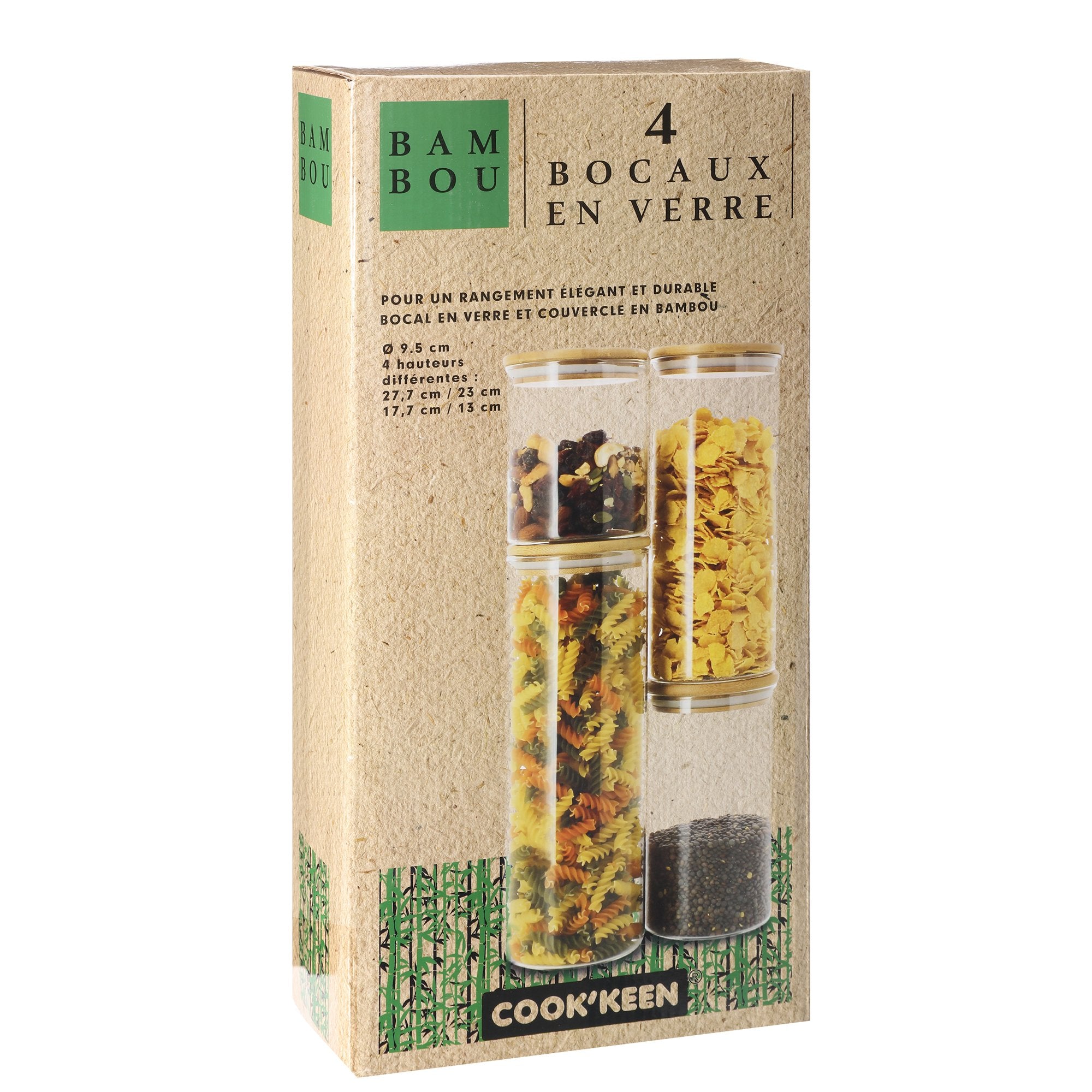 Stokomani Maison 4 bocaux verre couvercles conservation