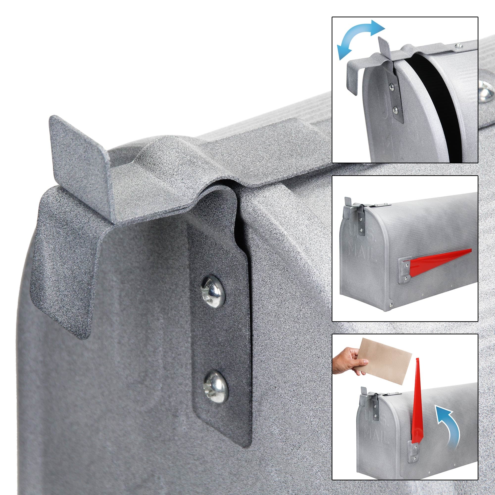 ECD Germany boîte aux lettres US aluminium gris béton avec drapeau