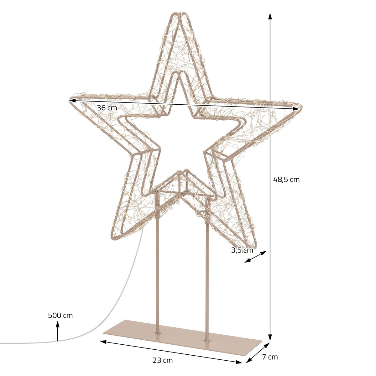 ECD Germany Étoile Noël LED 48,5cm blanc chaud sur socle